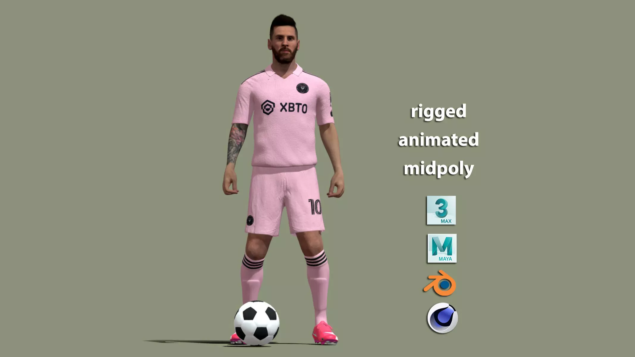 3D model Lionel Messi Miami animation 3D model