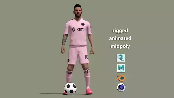 3D model Lionel Messi Miami animation