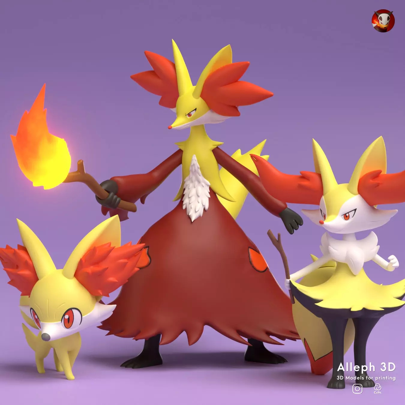 POKEMON FENNEKIN EVOLUTION PACK 3D print model_0