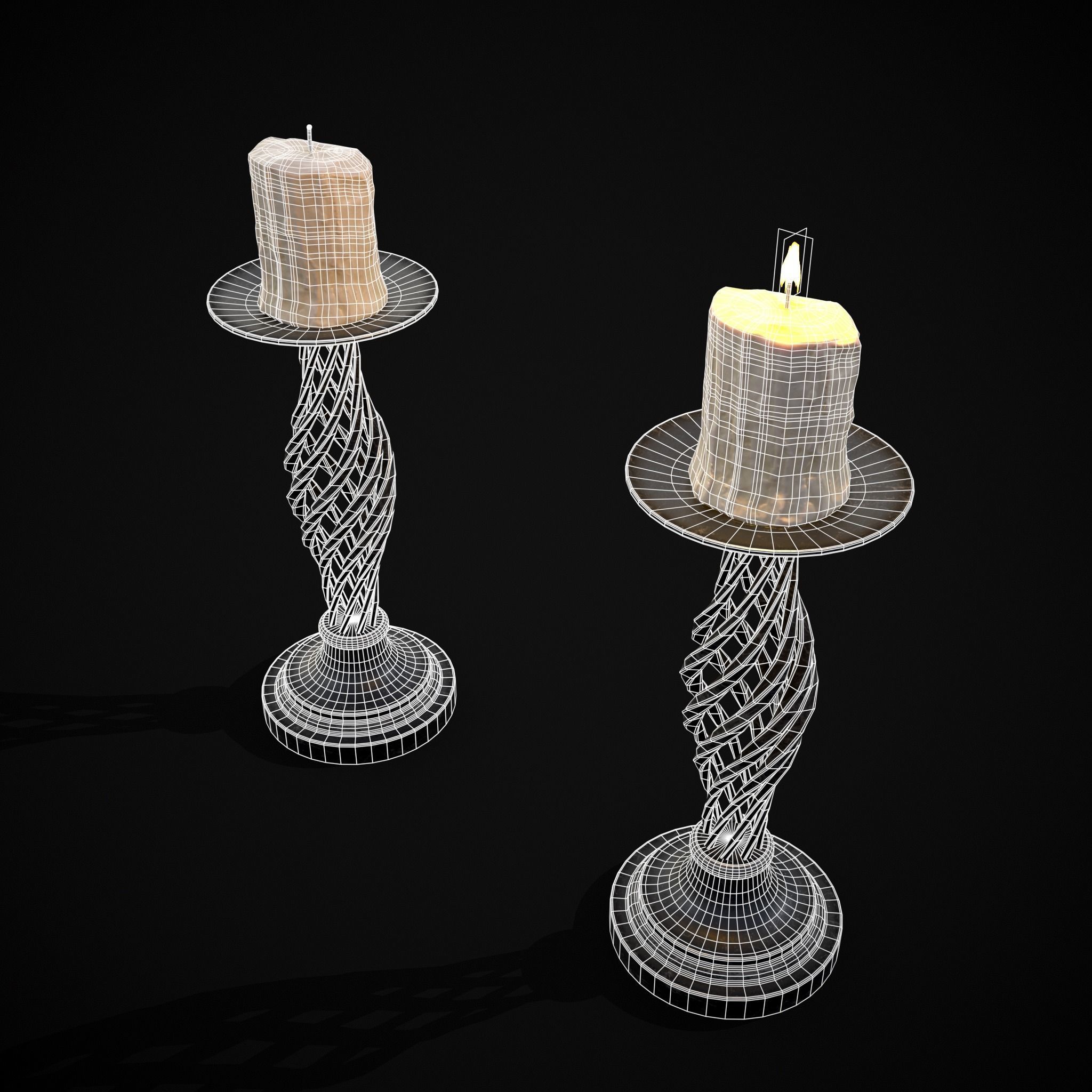 Spiral Iron Candle Stick Low-poly 3D model_6