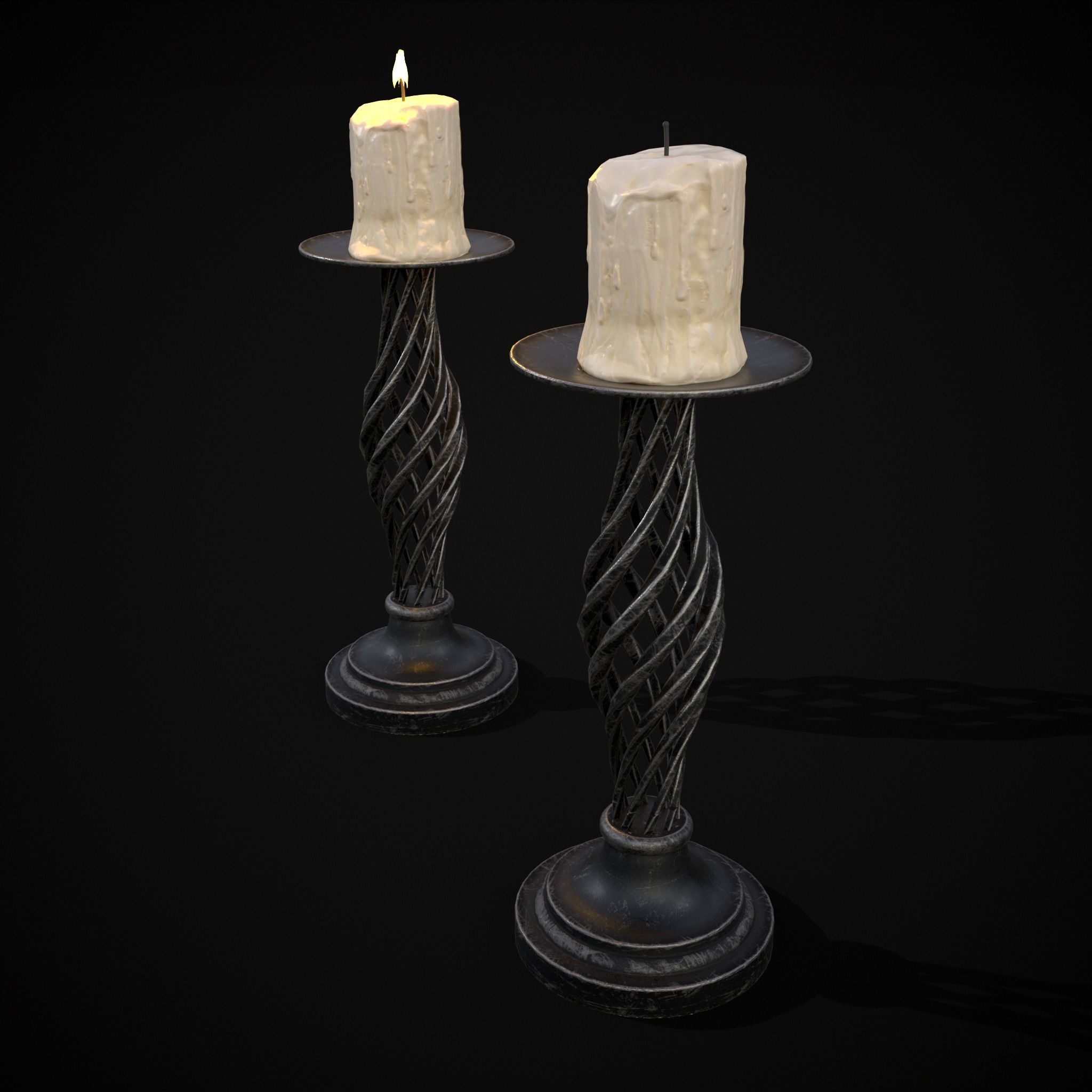 Spiral Iron Candle Stick Low-poly 3D model_13