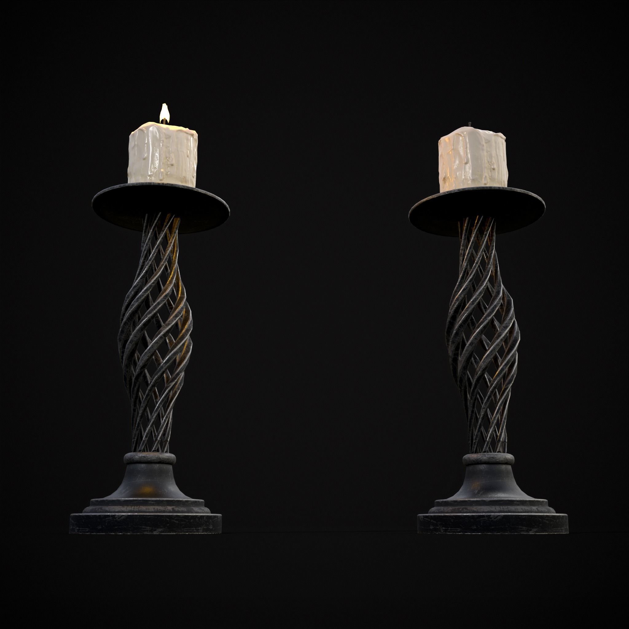 Spiral Iron Candle Stick Low-poly 3D model_9