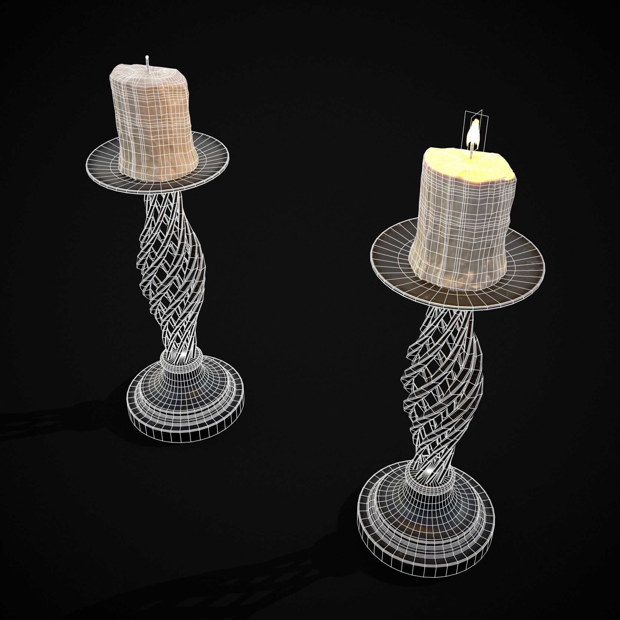 Spiral Iron Candle Stick Low-poly 3D model_12