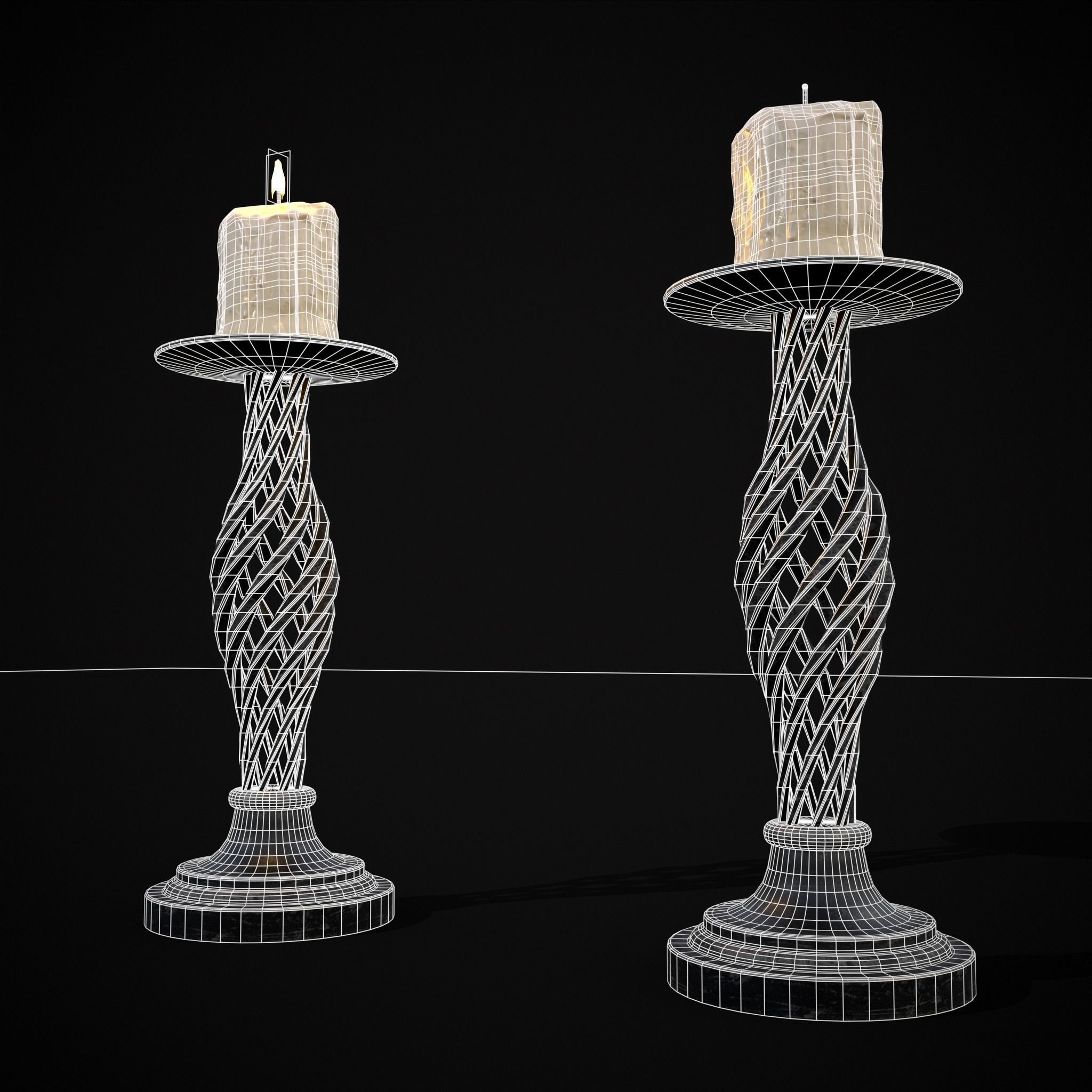 Spiral Iron Candle Stick Low-poly 3D model_4