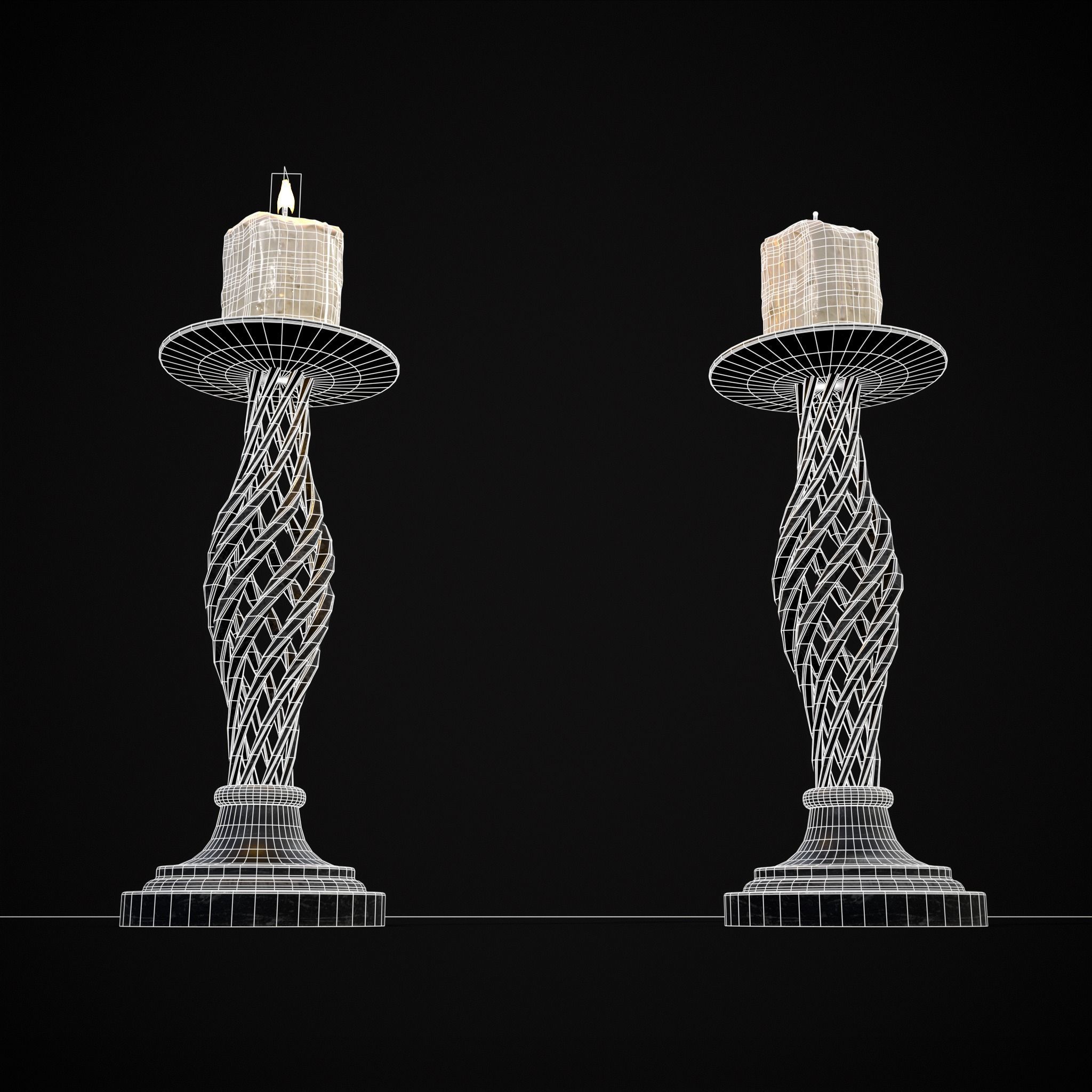 Spiral Iron Candle Stick Low-poly 3D model_10