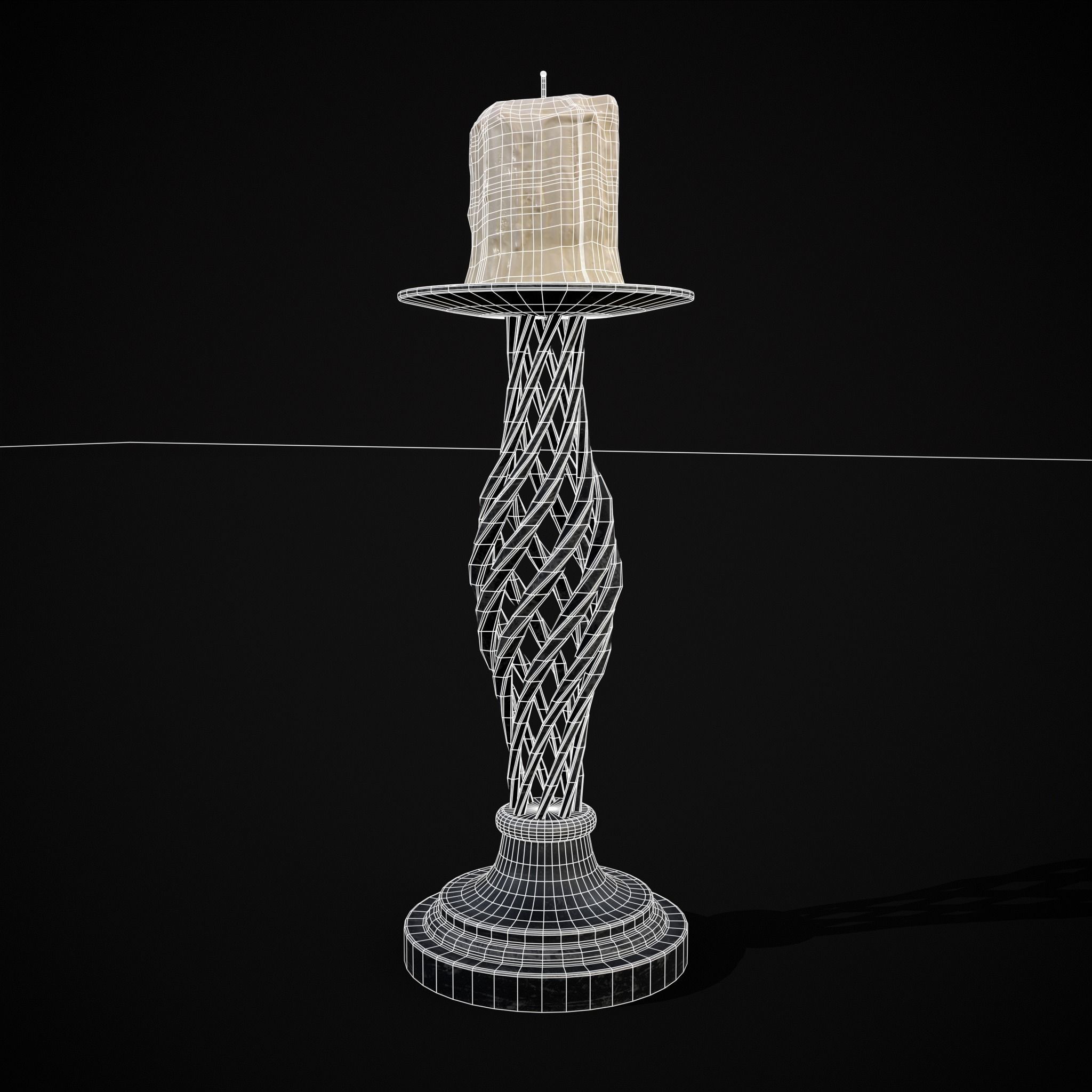 Spiral Iron Candle Stick Low-poly 3D model_16