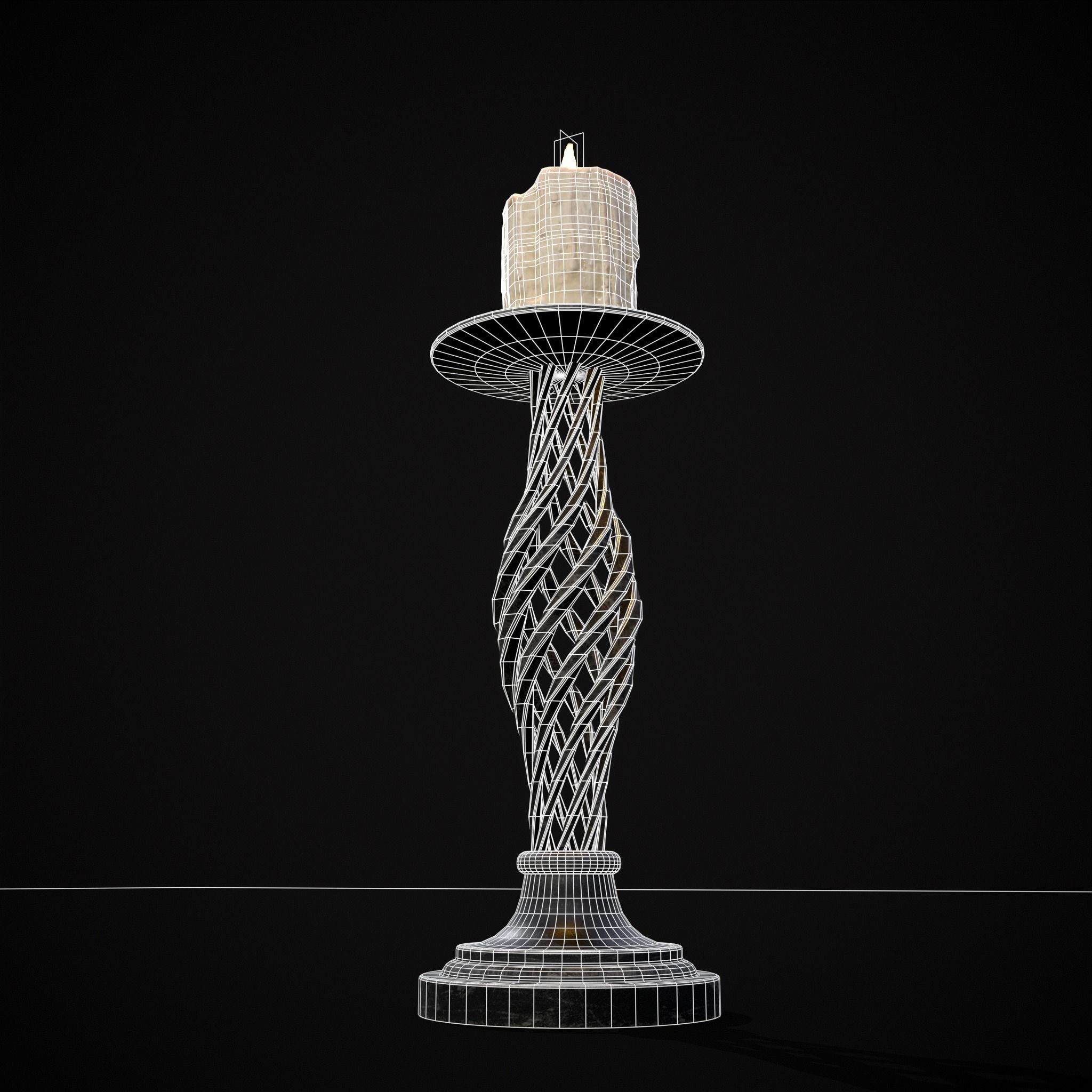 Spiral Iron Candle Stick Low-poly 3D model_24