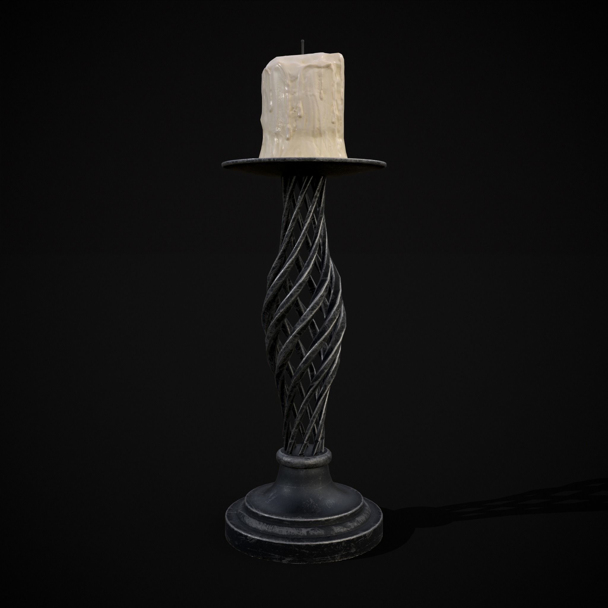 Spiral Iron Candle Stick Low-poly 3D model_15