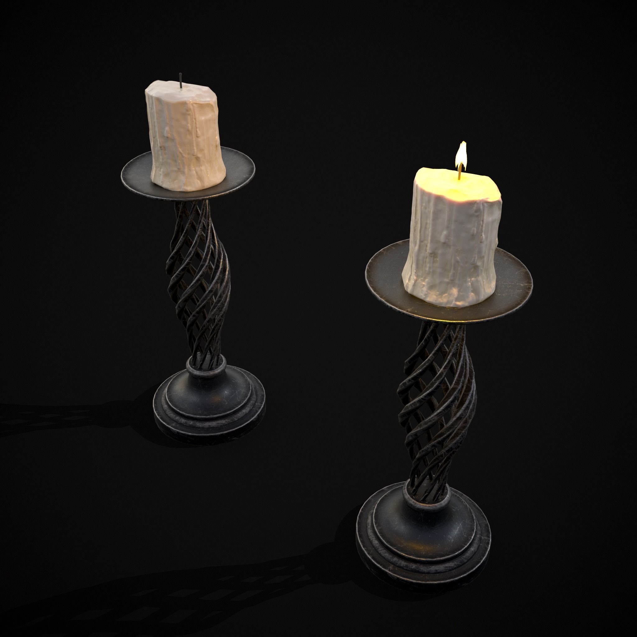 Spiral Iron Candle Stick Low-poly 3D model_5