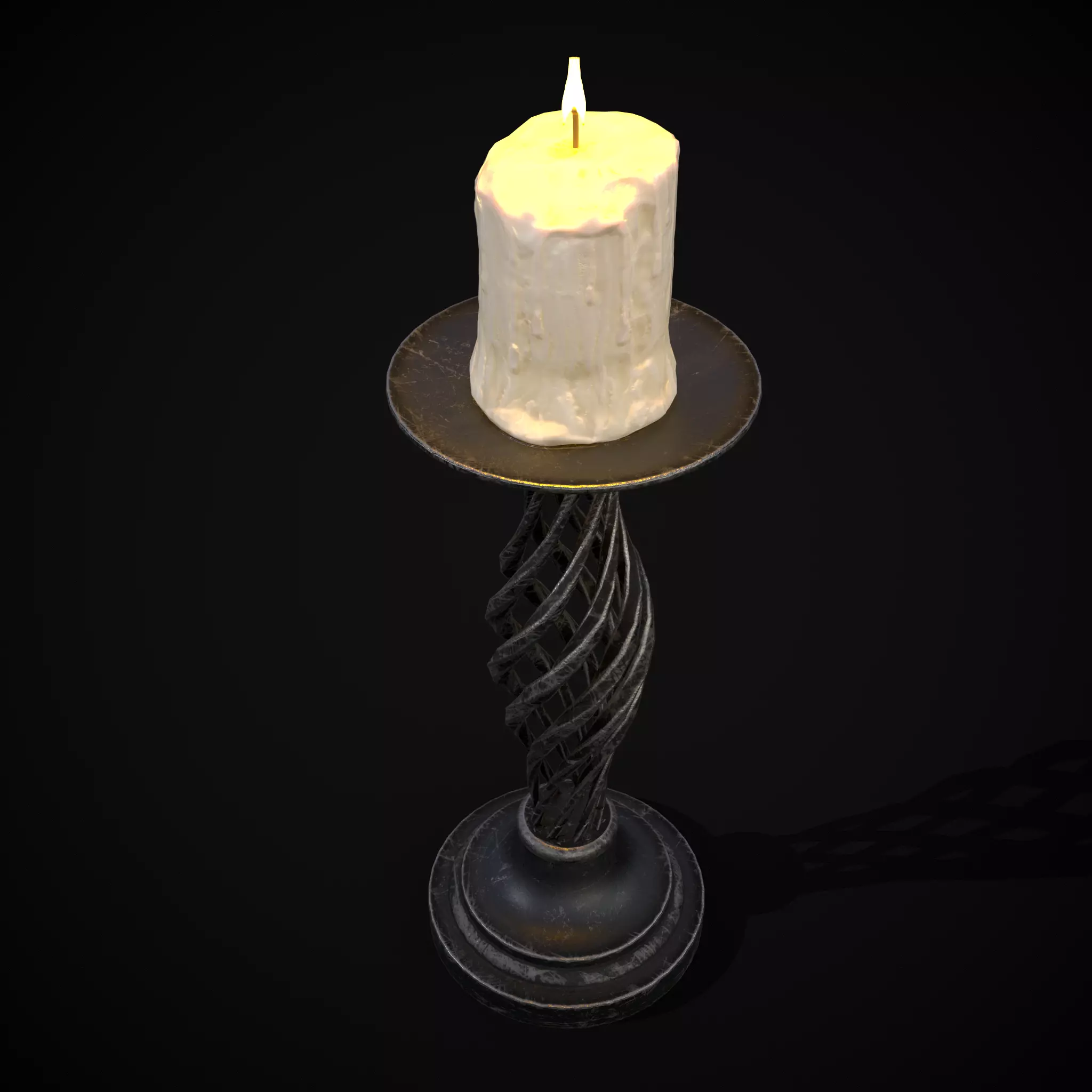 Spiral Iron Candle Stick Low-poly 3D model_0