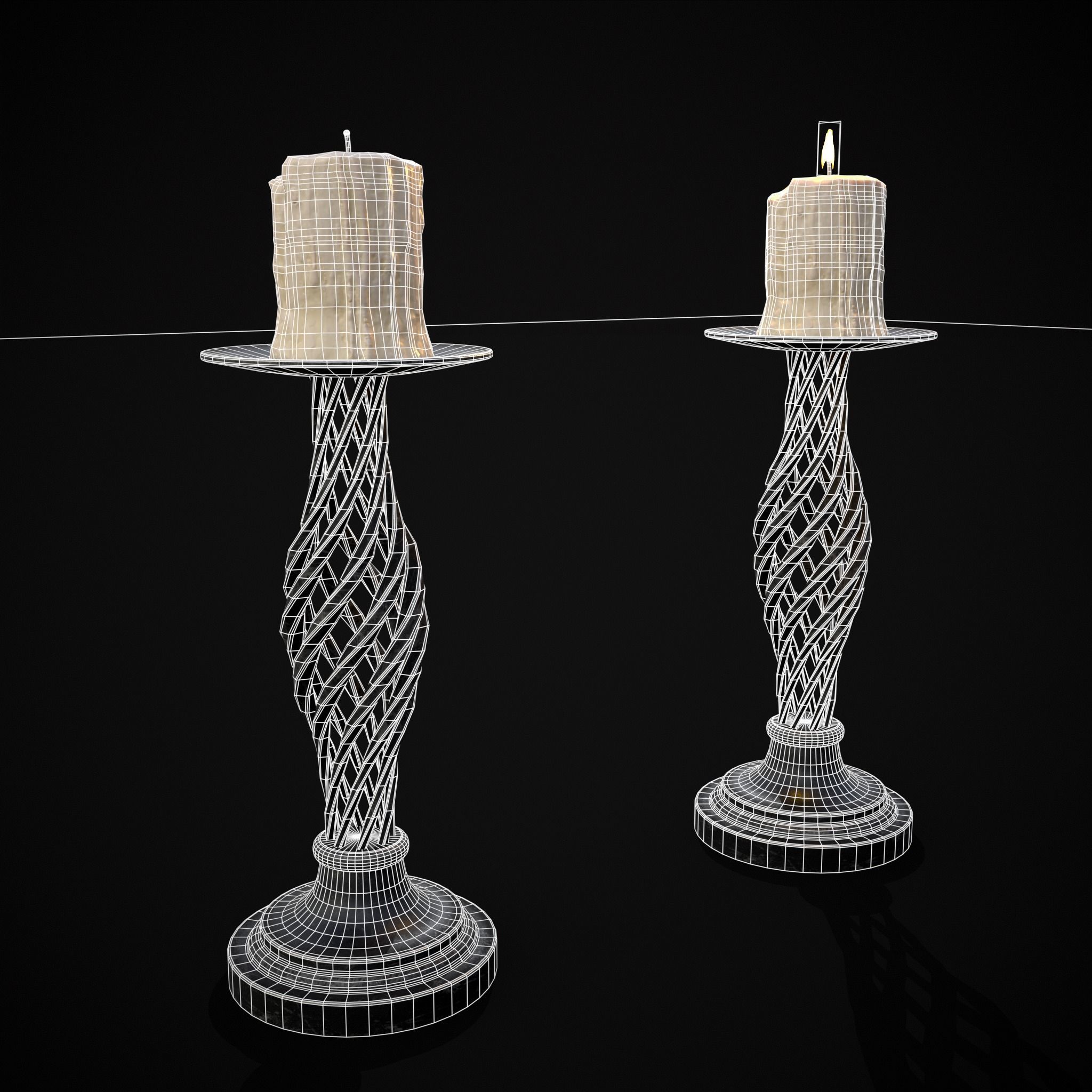 Spiral Iron Candle Stick Low-poly 3D model_8