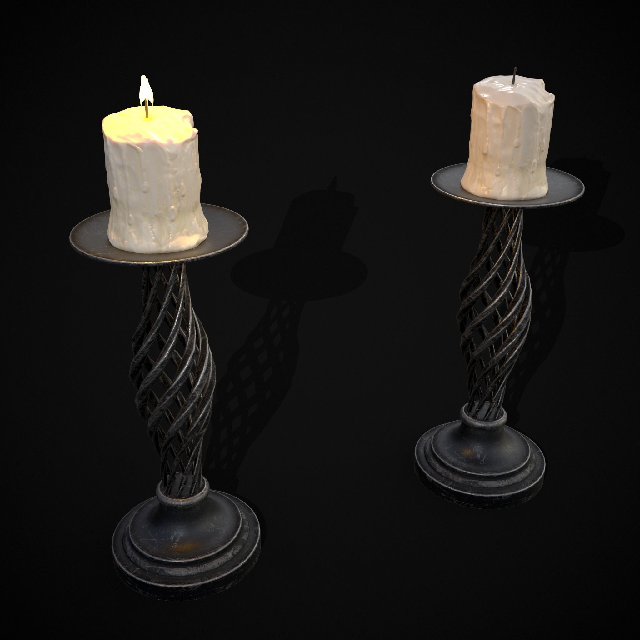 Spiral Iron Candle Stick Low-poly 3D model_29