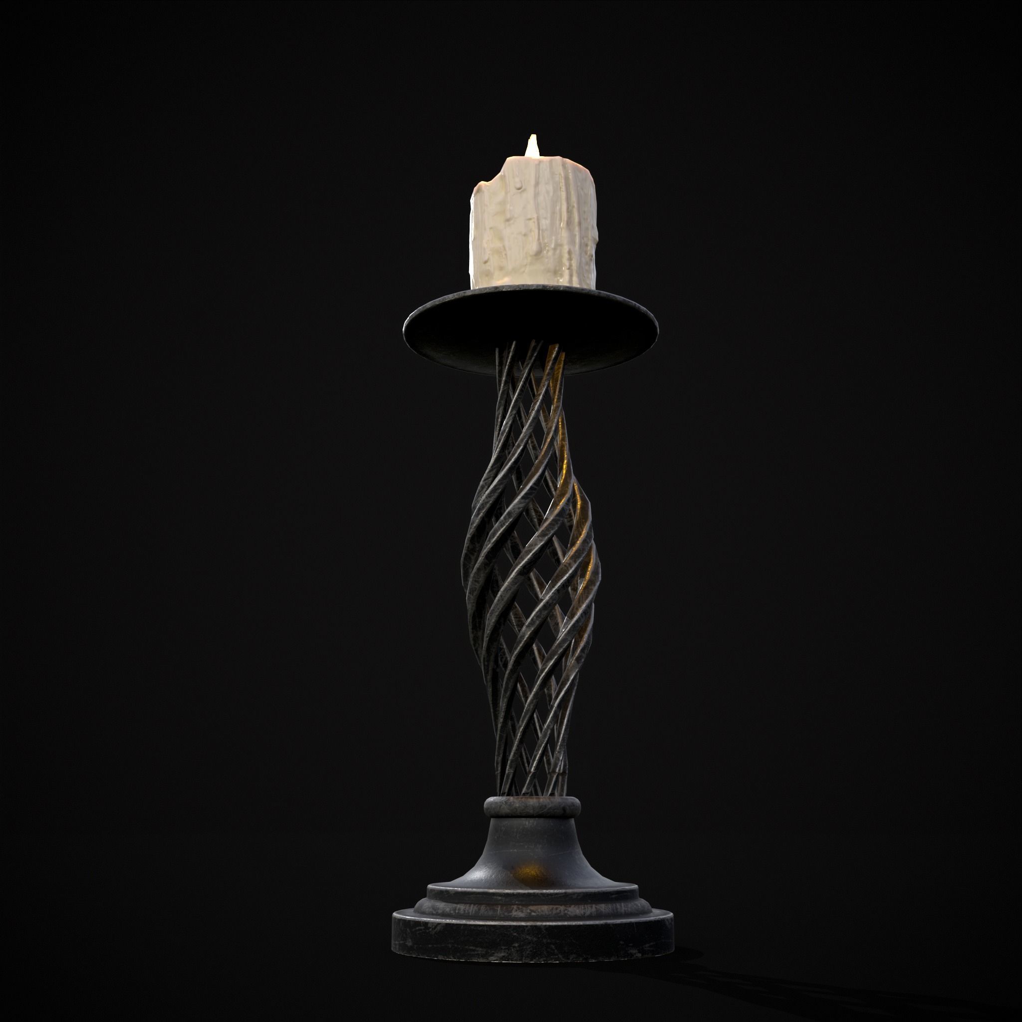 Spiral Iron Candle Stick Low-poly 3D model_23