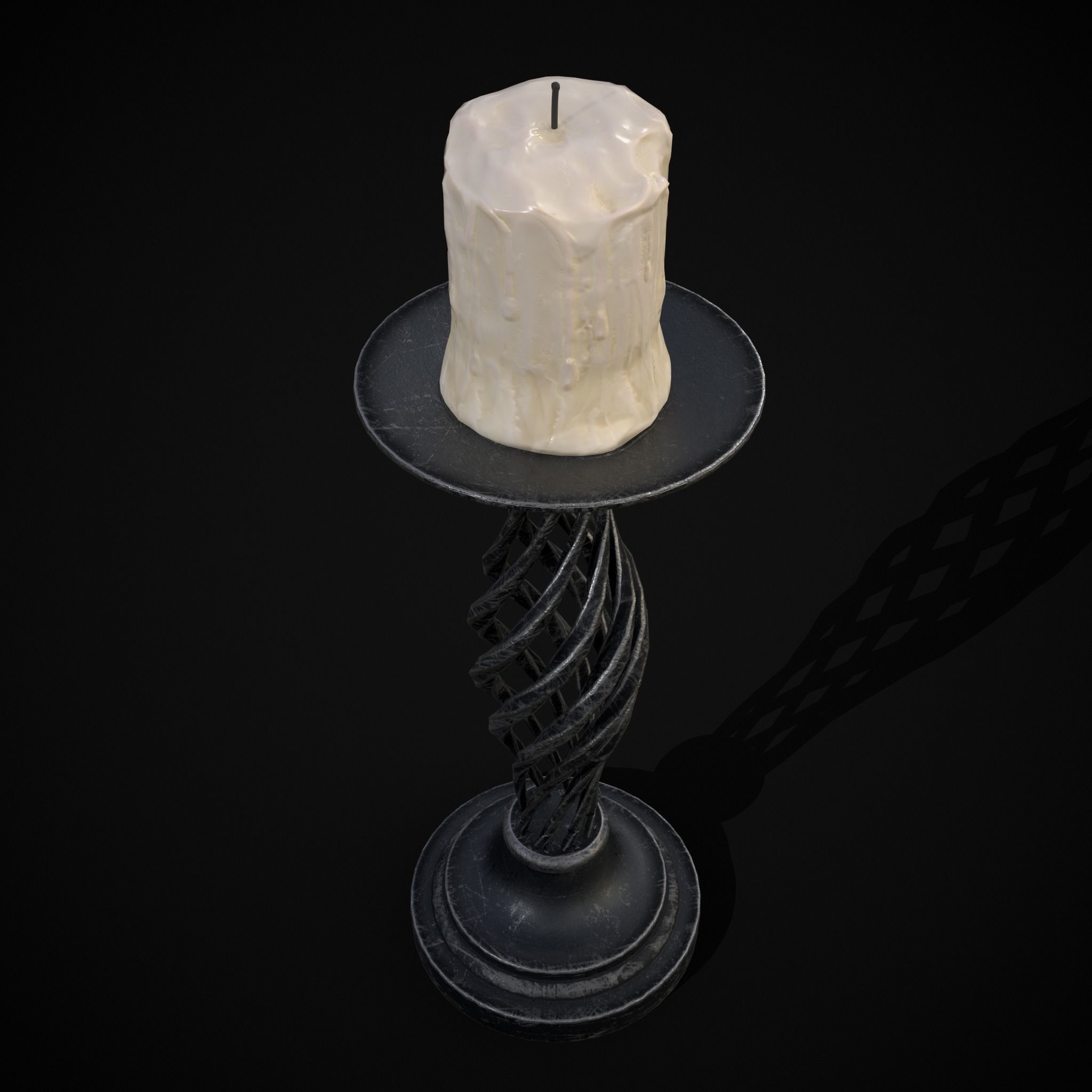 Spiral Iron Candle Stick Low-poly 3D model_17