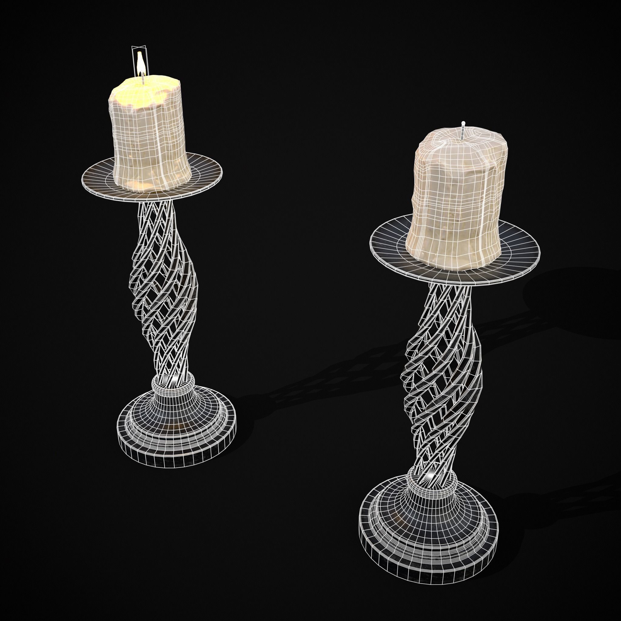 Spiral Iron Candle Stick Low-poly 3D model_26