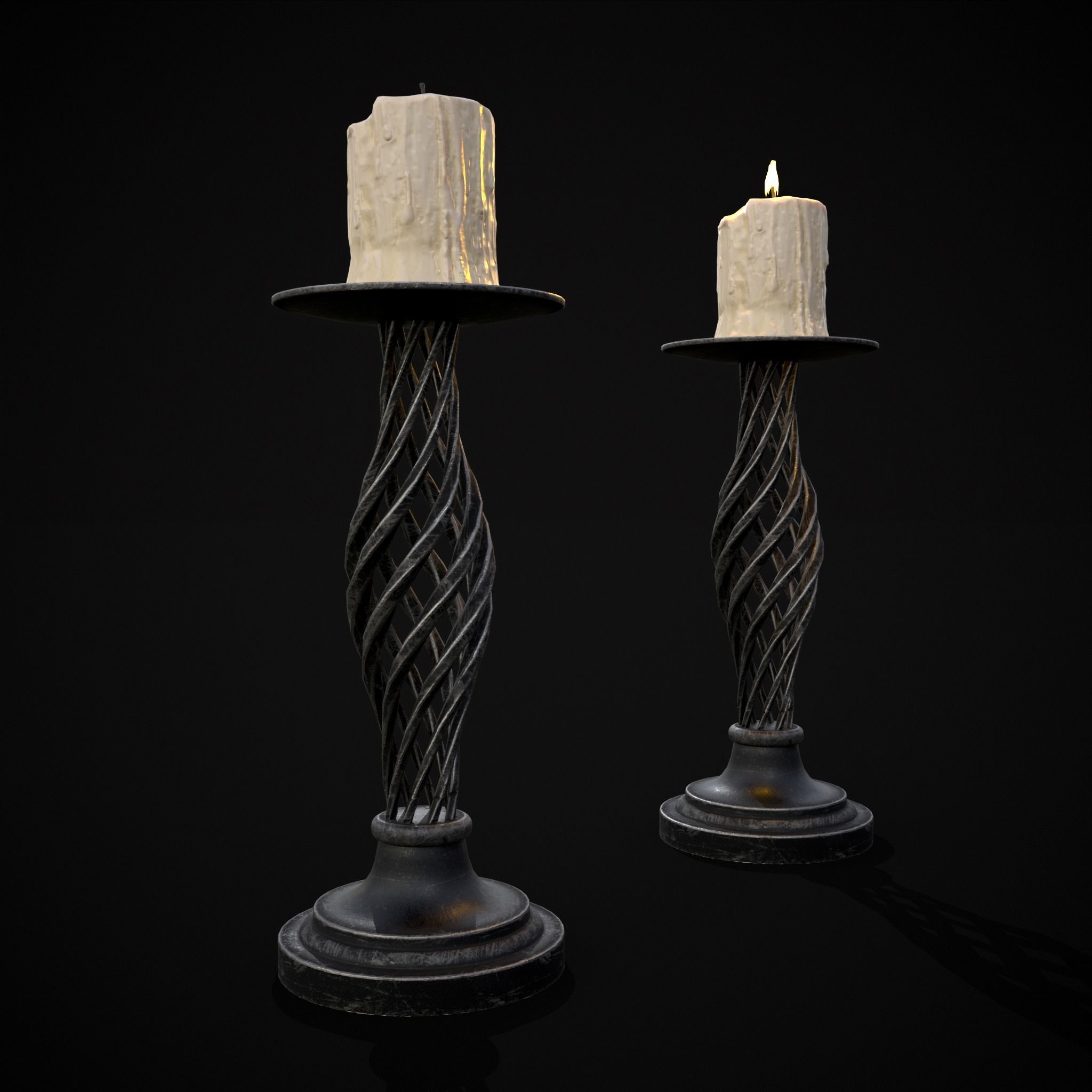 Spiral Iron Candle Stick Low-poly 3D model_27