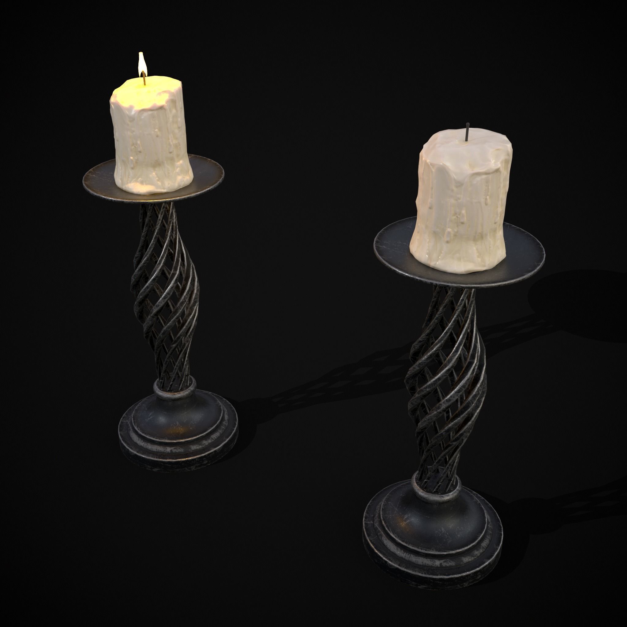 Spiral Iron Candle Stick Low-poly 3D model_25