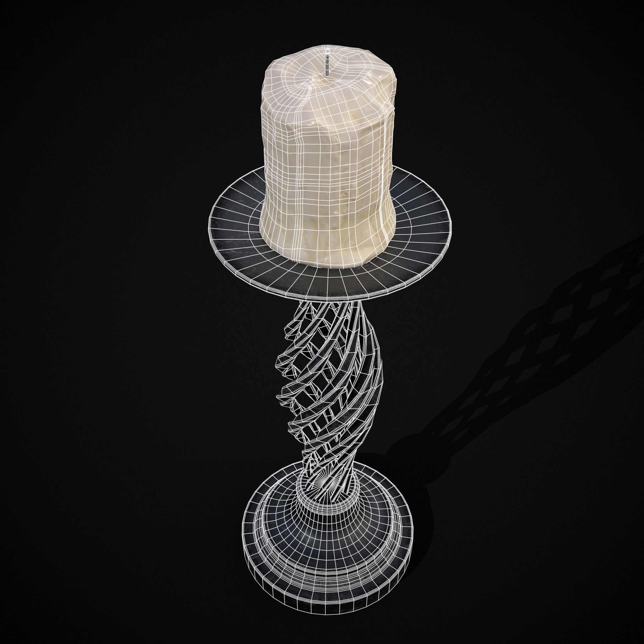 Spiral Iron Candle Stick Low-poly 3D model_18
