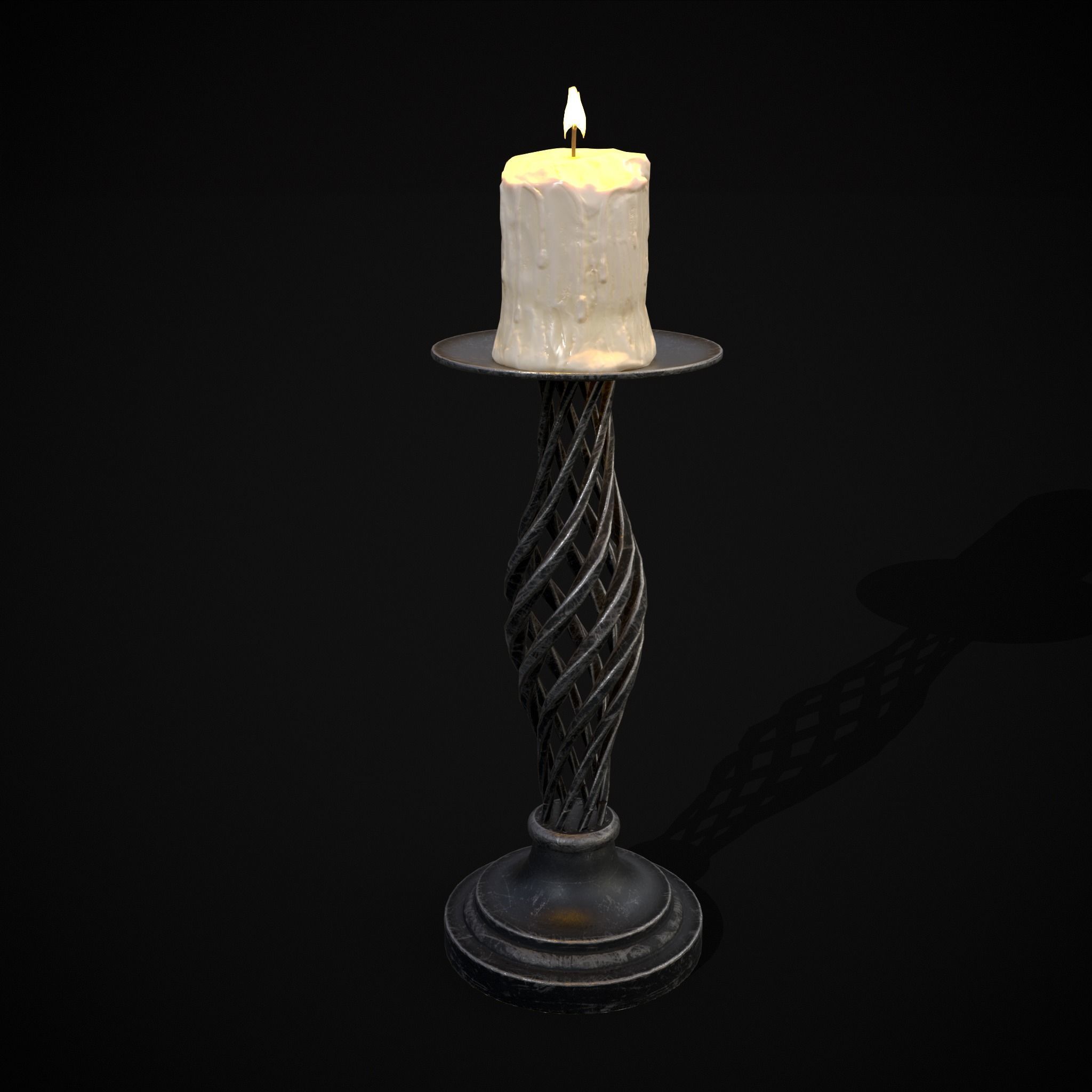 Spiral Iron Candle Stick Low-poly 3D model_21