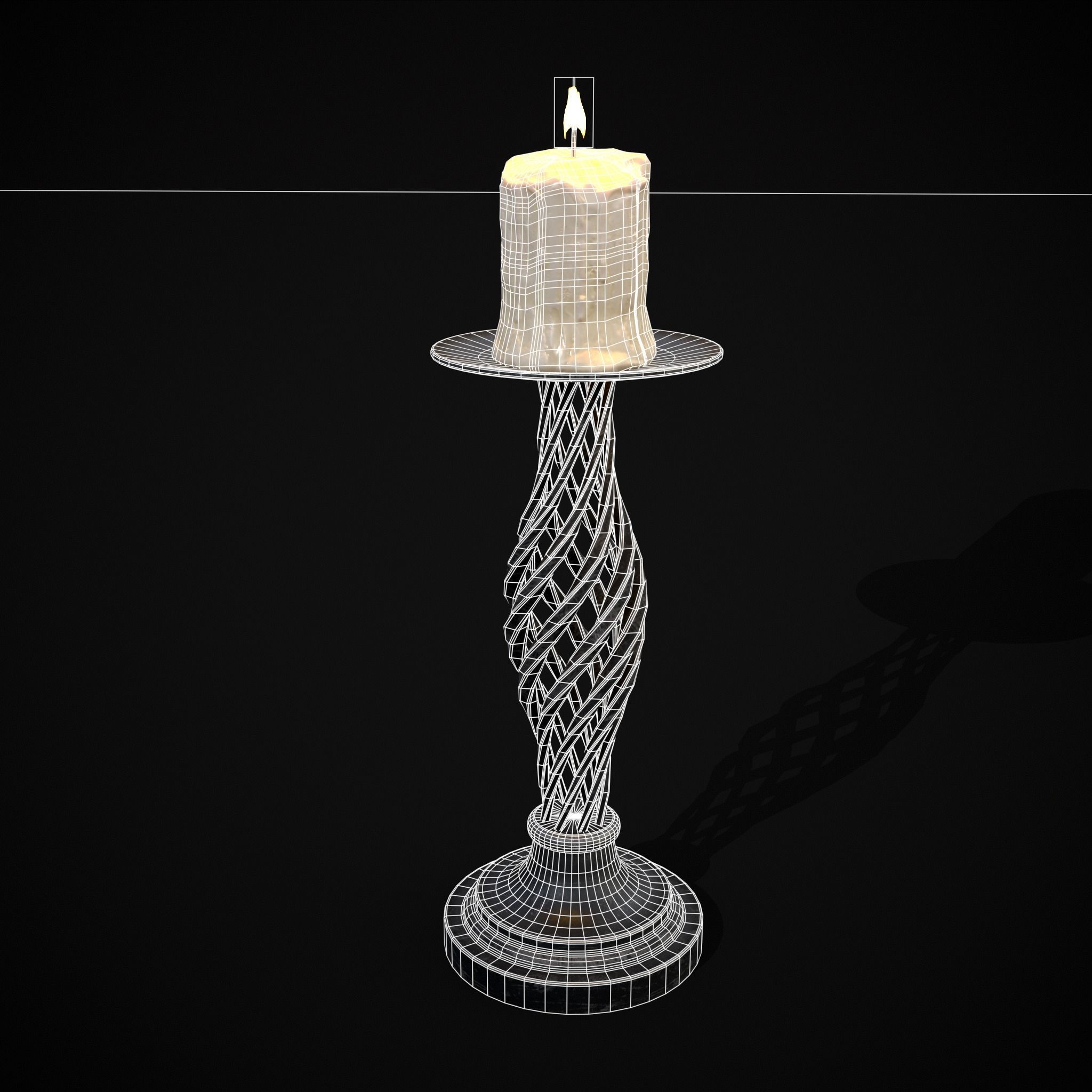 Spiral Iron Candle Stick Low-poly 3D model_22