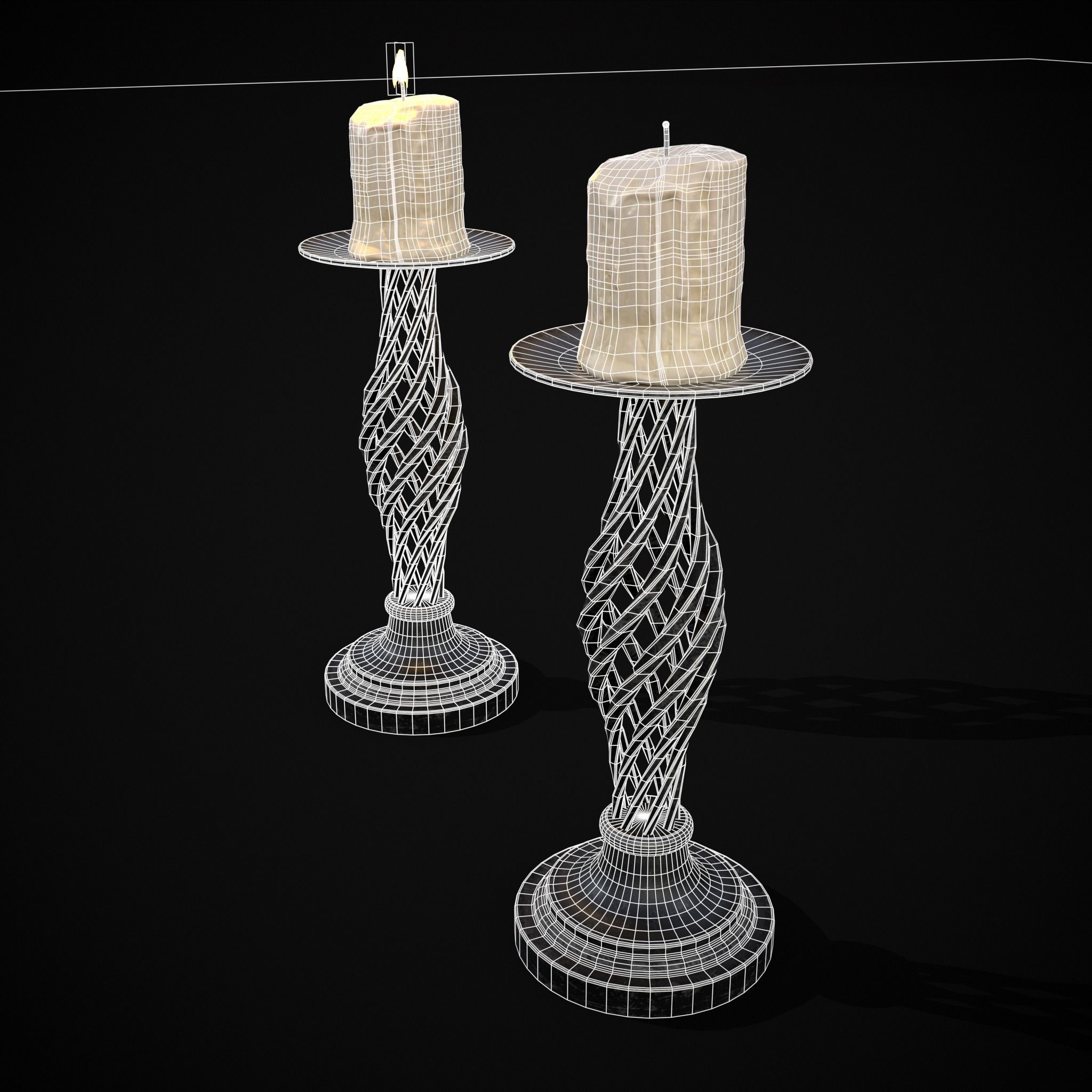 Spiral Iron Candle Stick Low-poly 3D model_14