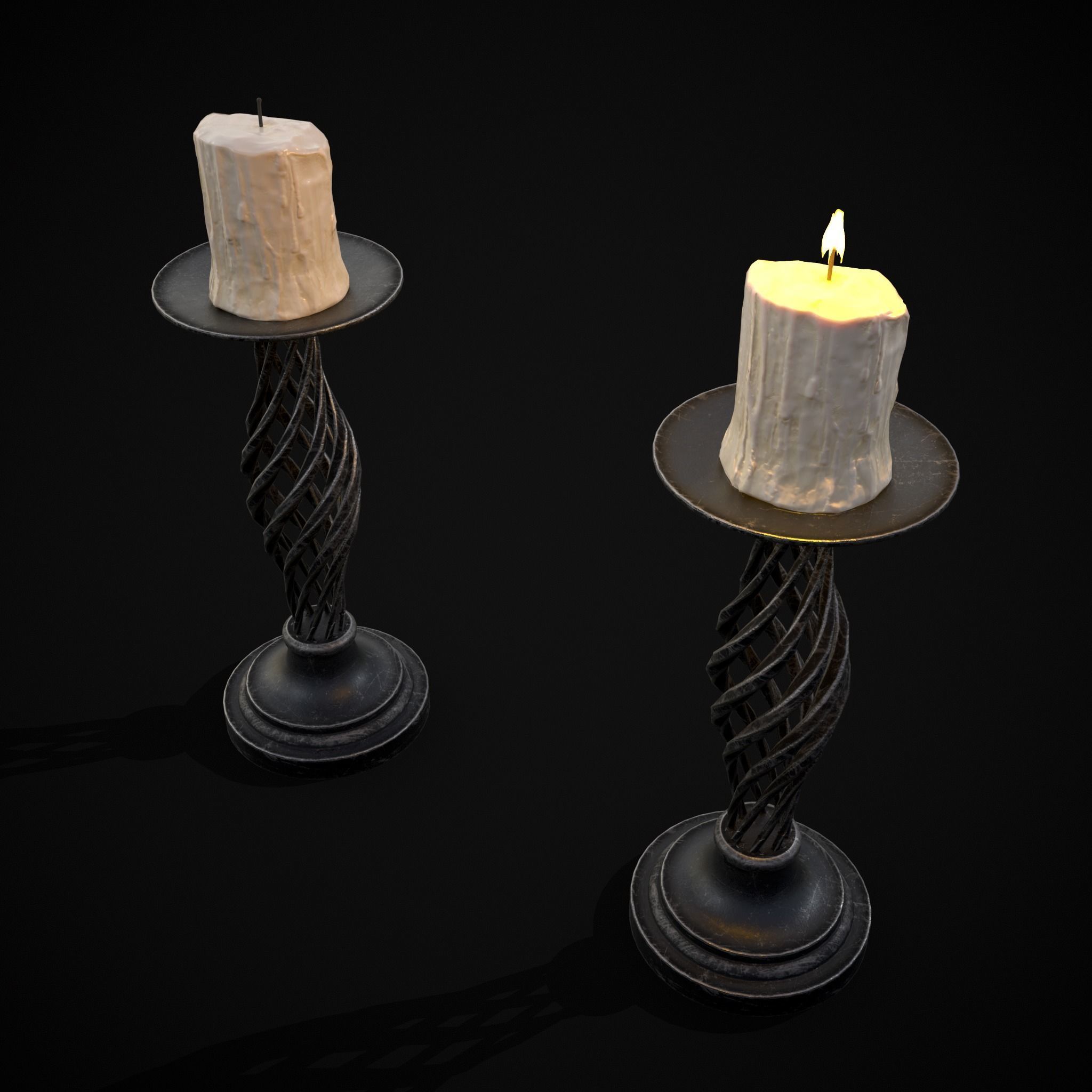 Spiral Iron Candle Stick Low-poly 3D model_11