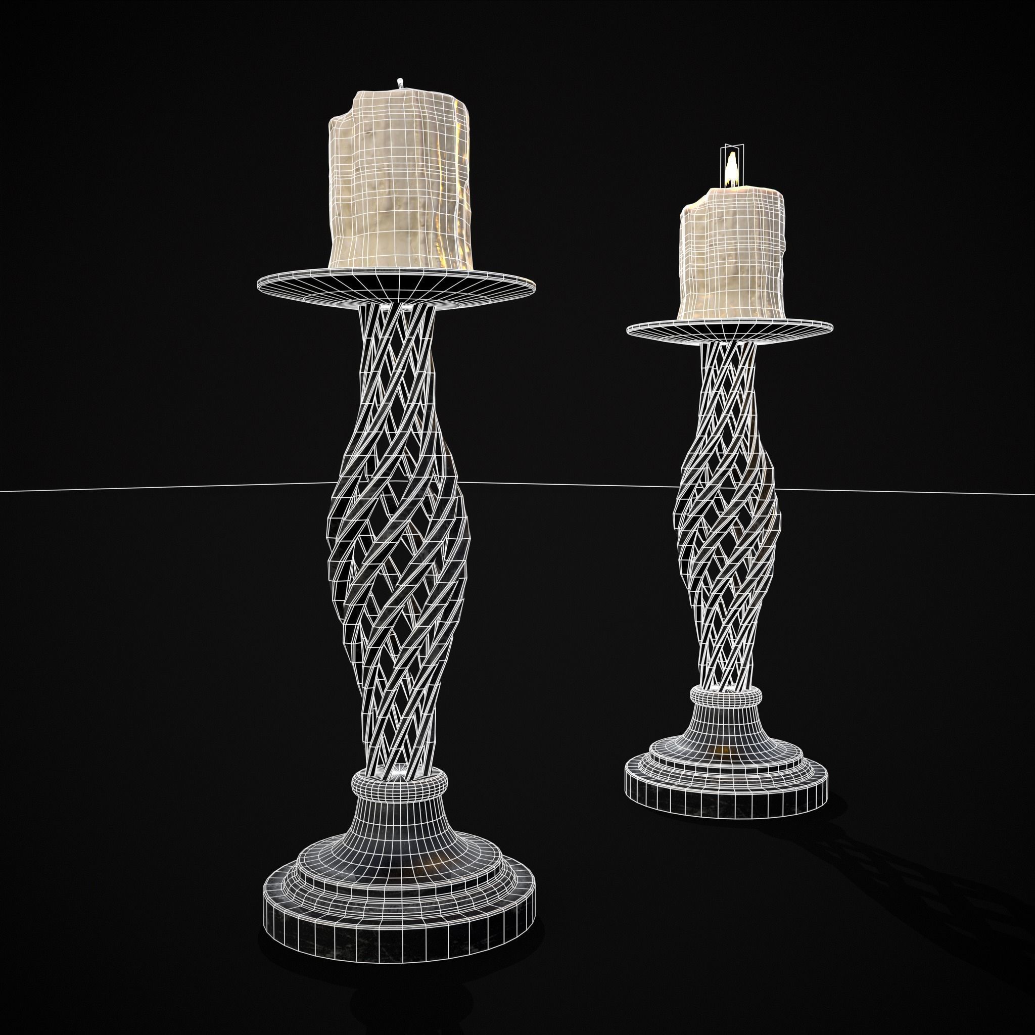 Spiral Iron Candle Stick Low-poly 3D model_28