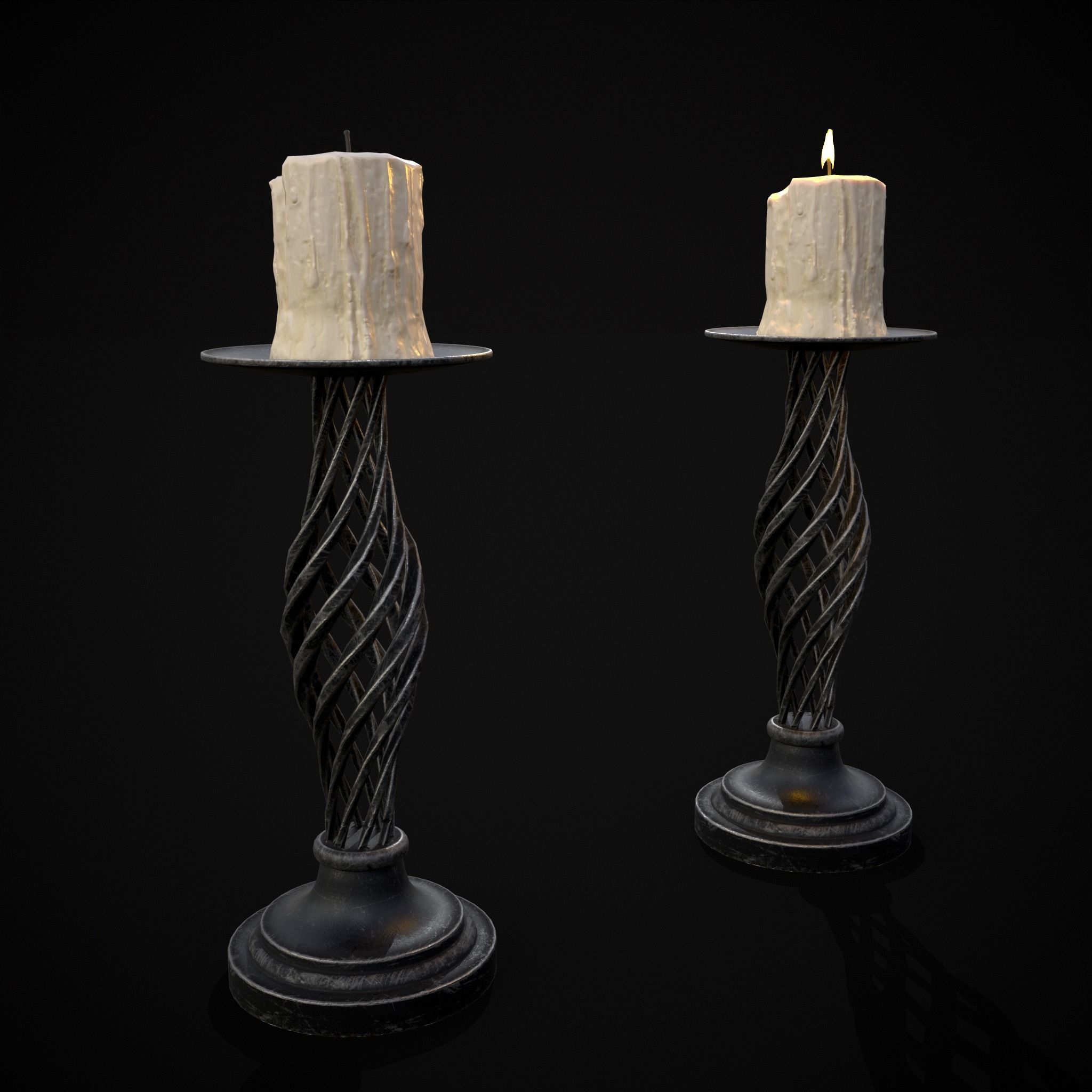 Spiral Iron Candle Stick Low-poly 3D model_7