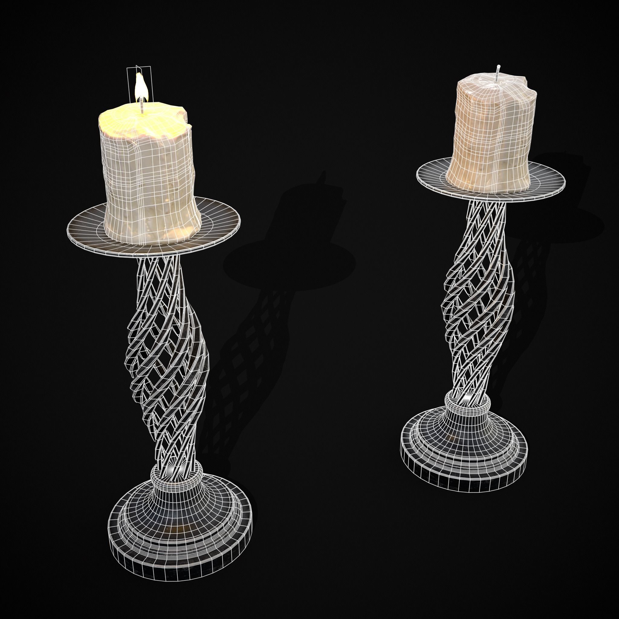 Spiral Iron Candle Stick Low-poly 3D model_30