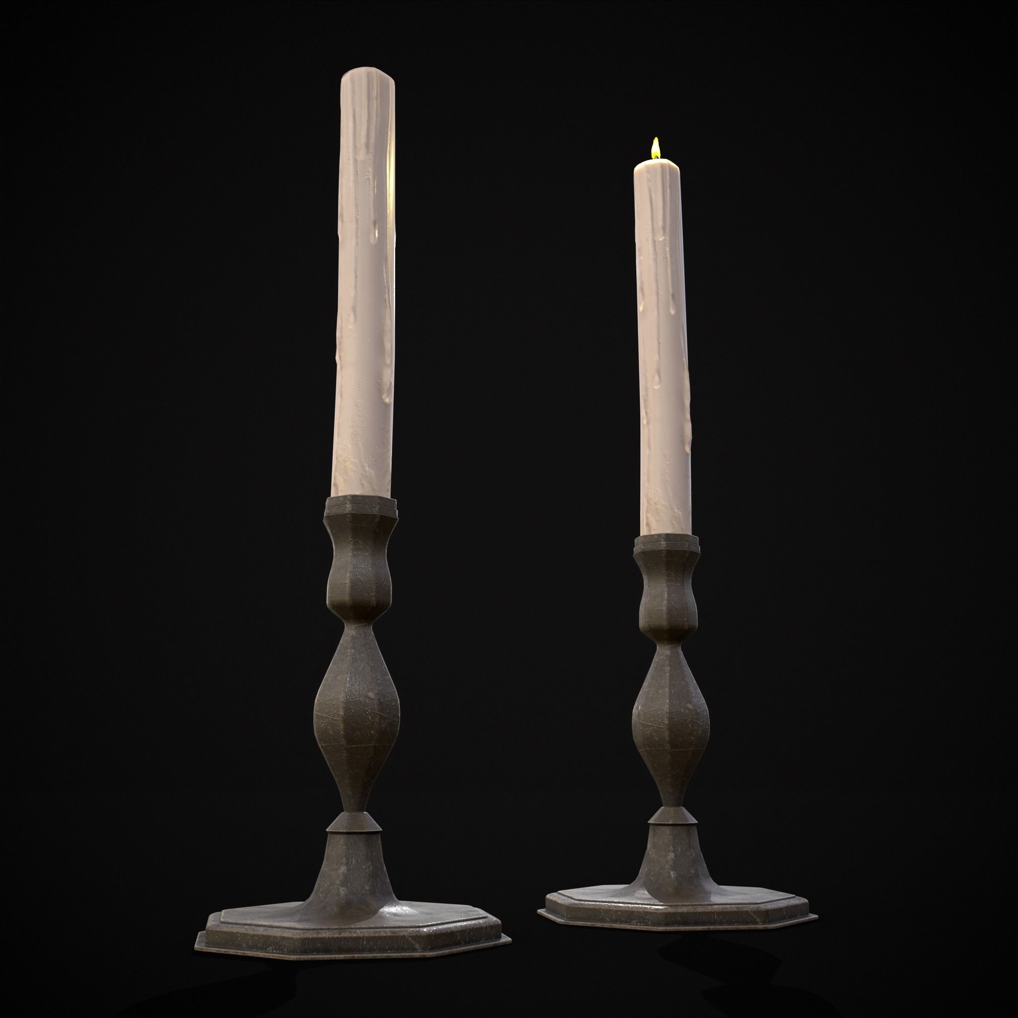 Tall Octagonal Candle Stick Low-poly 3D model_27