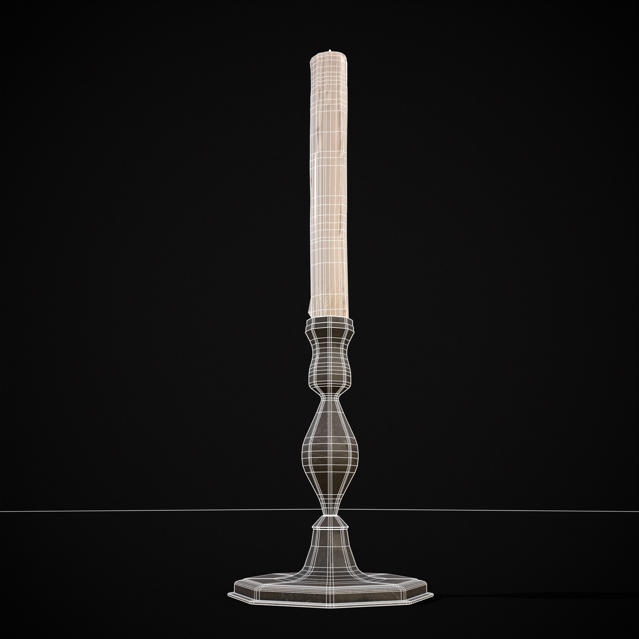 Tall Octagonal Candle Stick Low-poly 3D model_16
