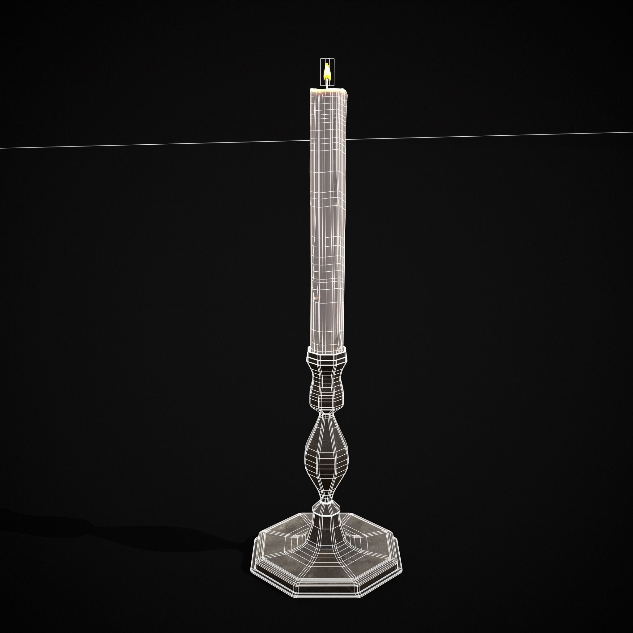 Tall Octagonal Candle Stick Low-poly 3D model_22