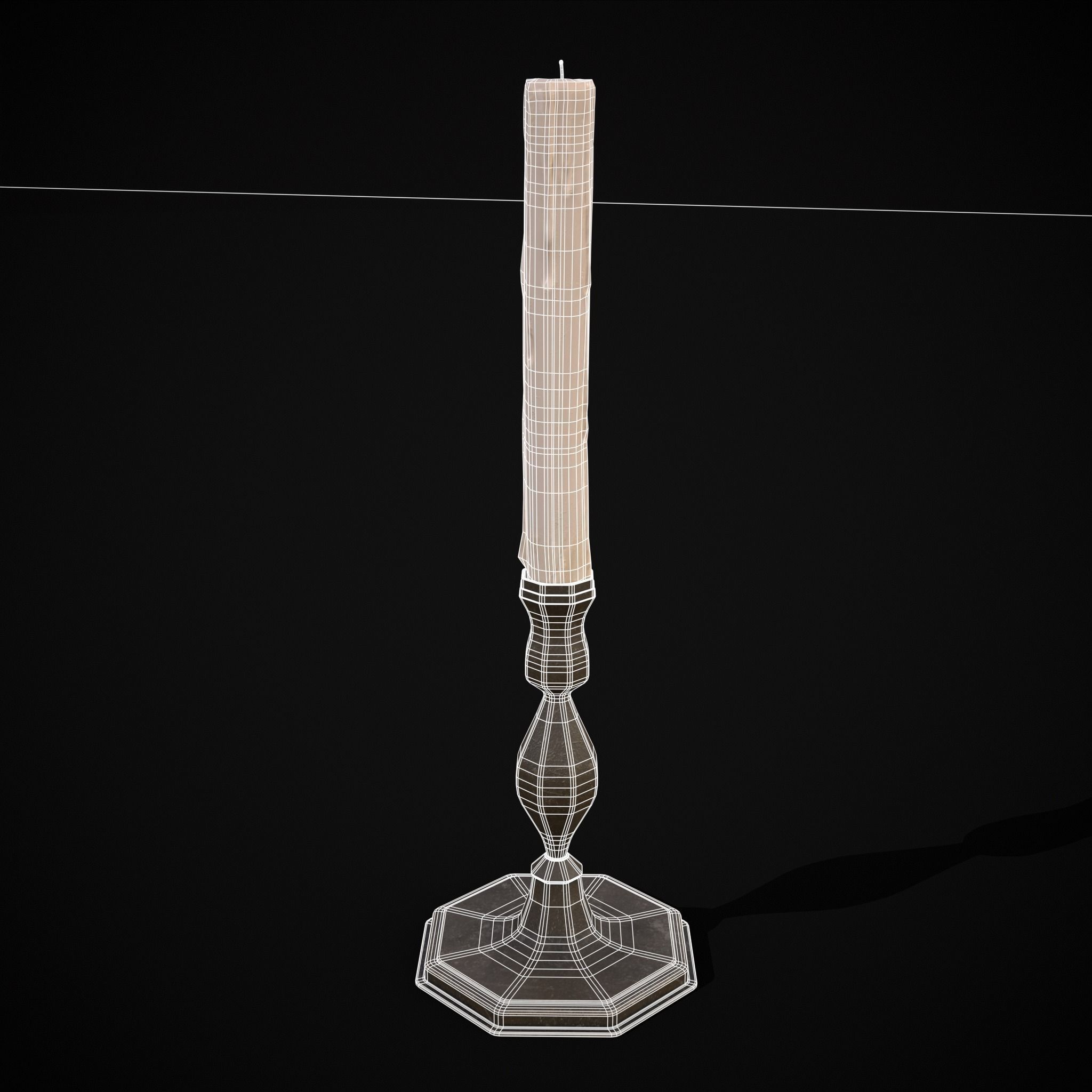 Tall Octagonal Candle Stick Low-poly 3D model_14