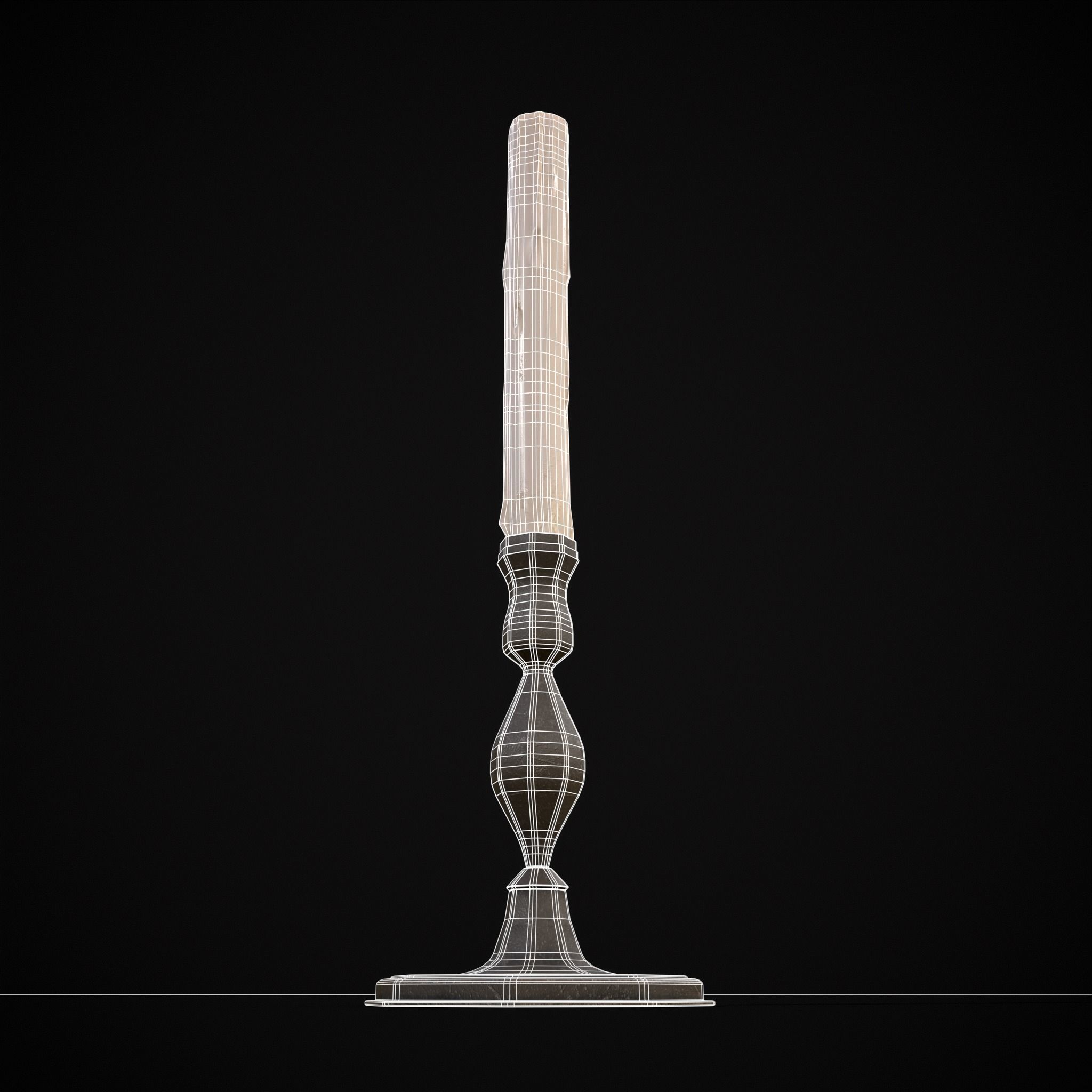 Tall Octagonal Candle Stick Low-poly 3D model_20