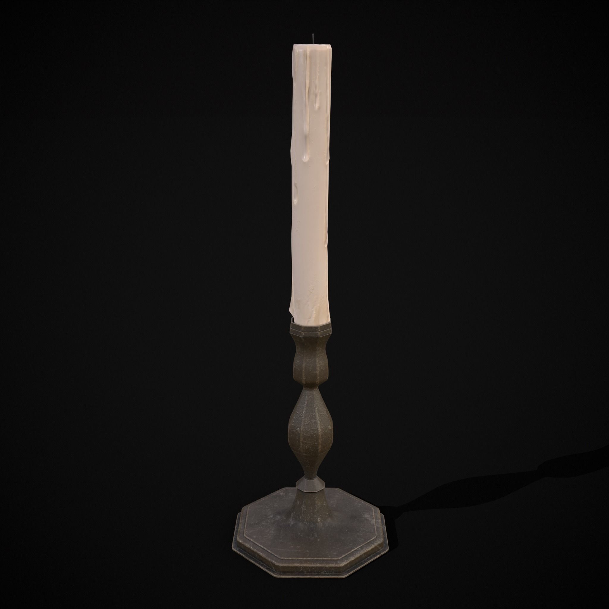 Tall Octagonal Candle Stick Low-poly 3D model_13