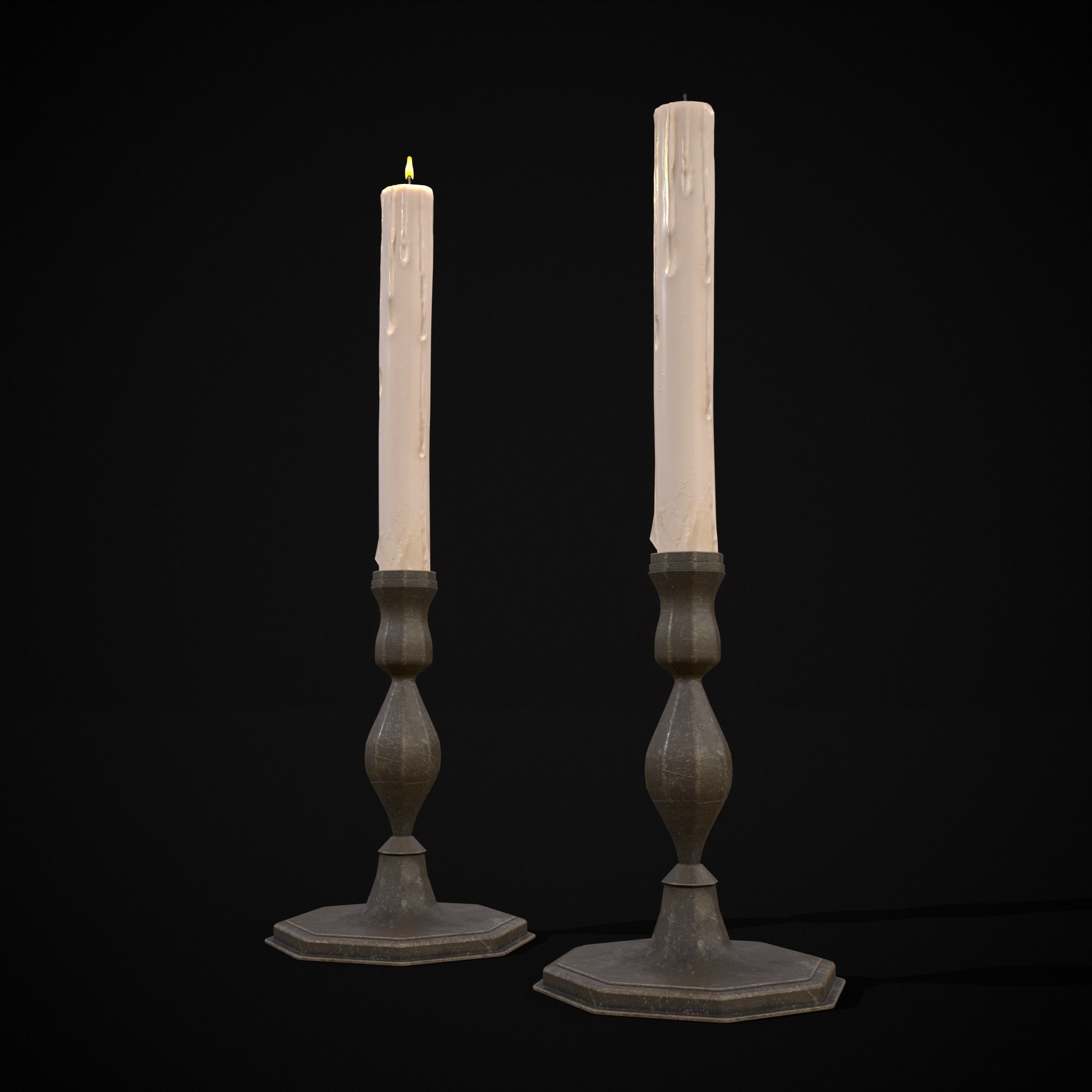 Tall Octagonal Candle Stick Low-poly 3D model_11