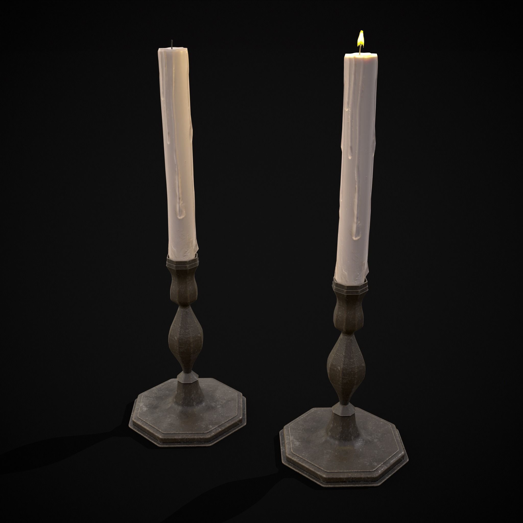 Tall Octagonal Candle Stick Low-poly 3D model_29