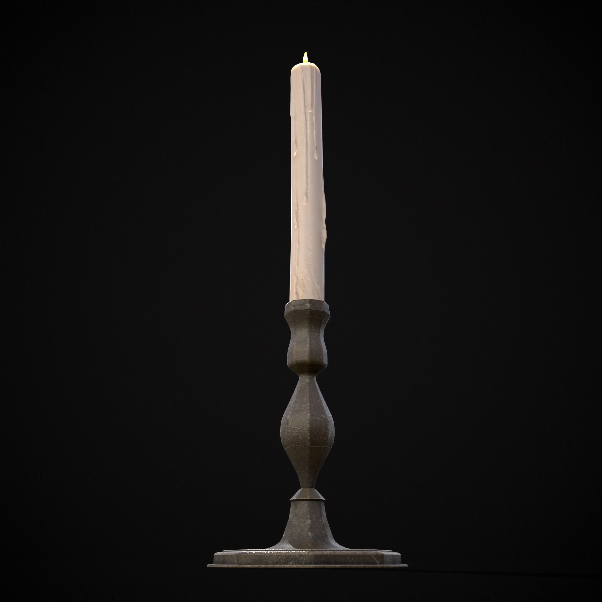 Tall Octagonal Candle Stick Low-poly 3D model_25