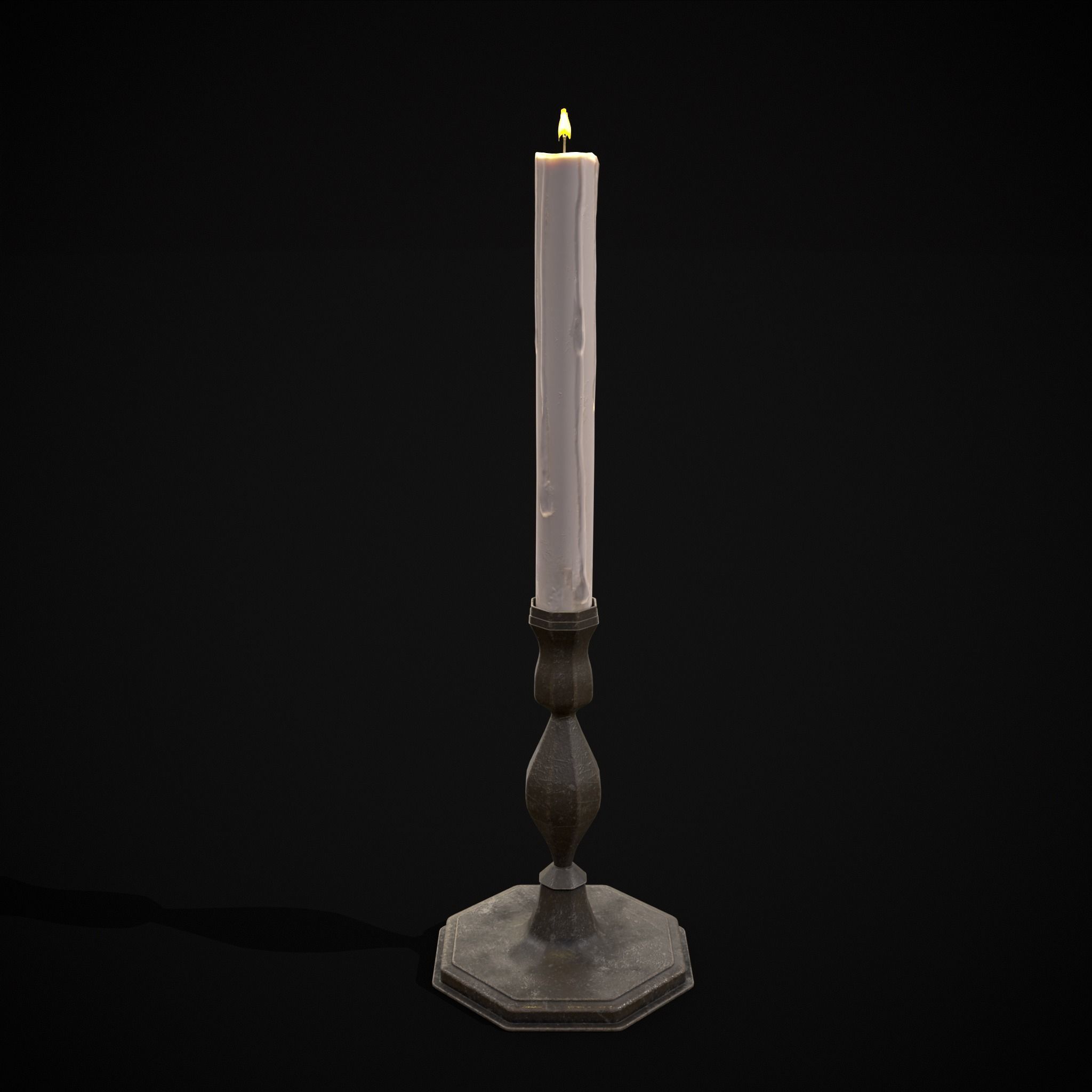 Tall Octagonal Candle Stick Low-poly 3D model_21