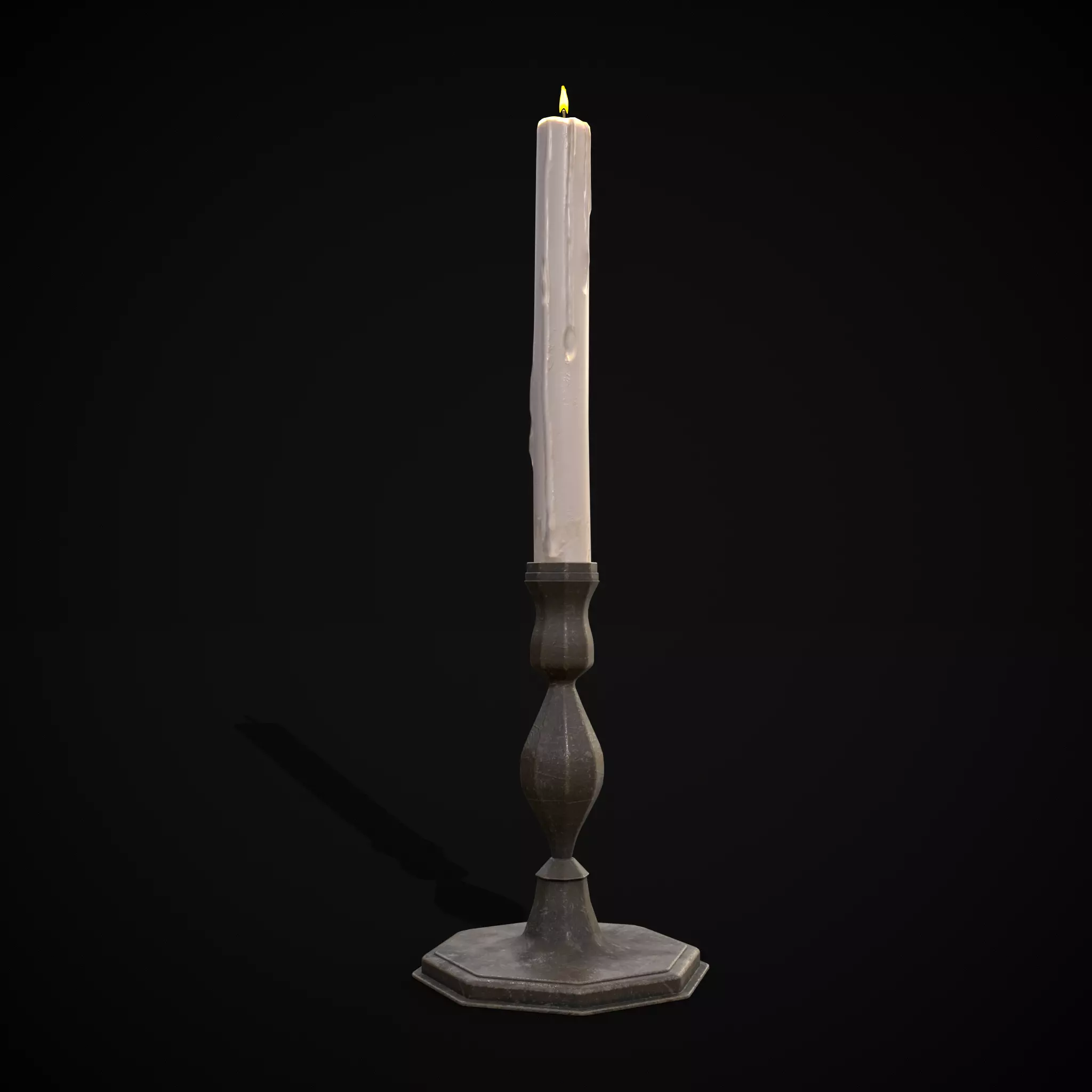Tall Octagonal Candle Stick Low-poly 3D model_0