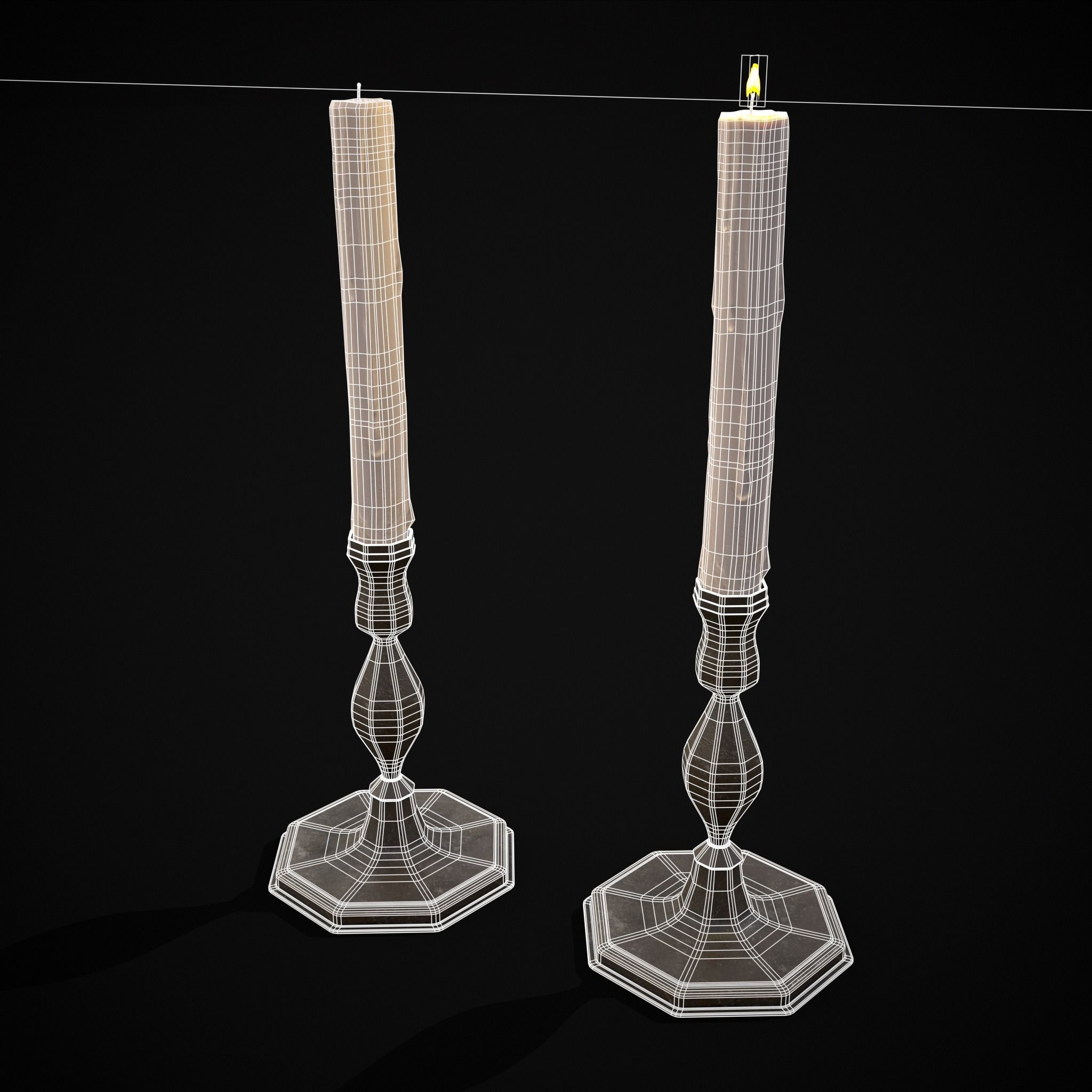 Tall Octagonal Candle Stick Low-poly 3D model_30