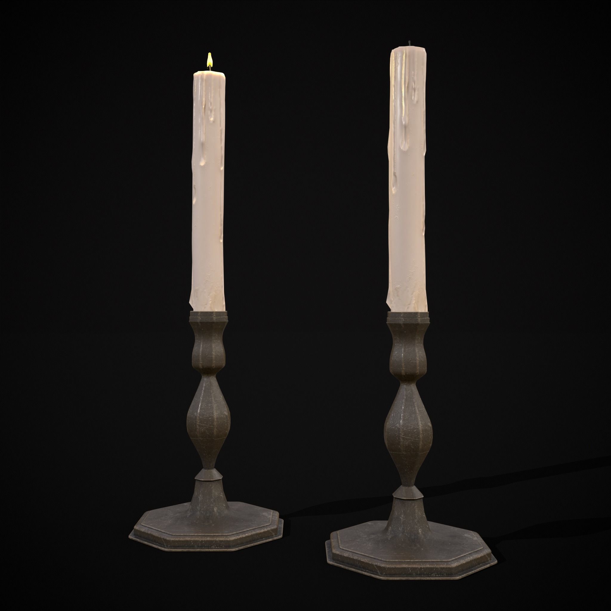Tall Octagonal Candle Stick Low-poly 3D model_5
