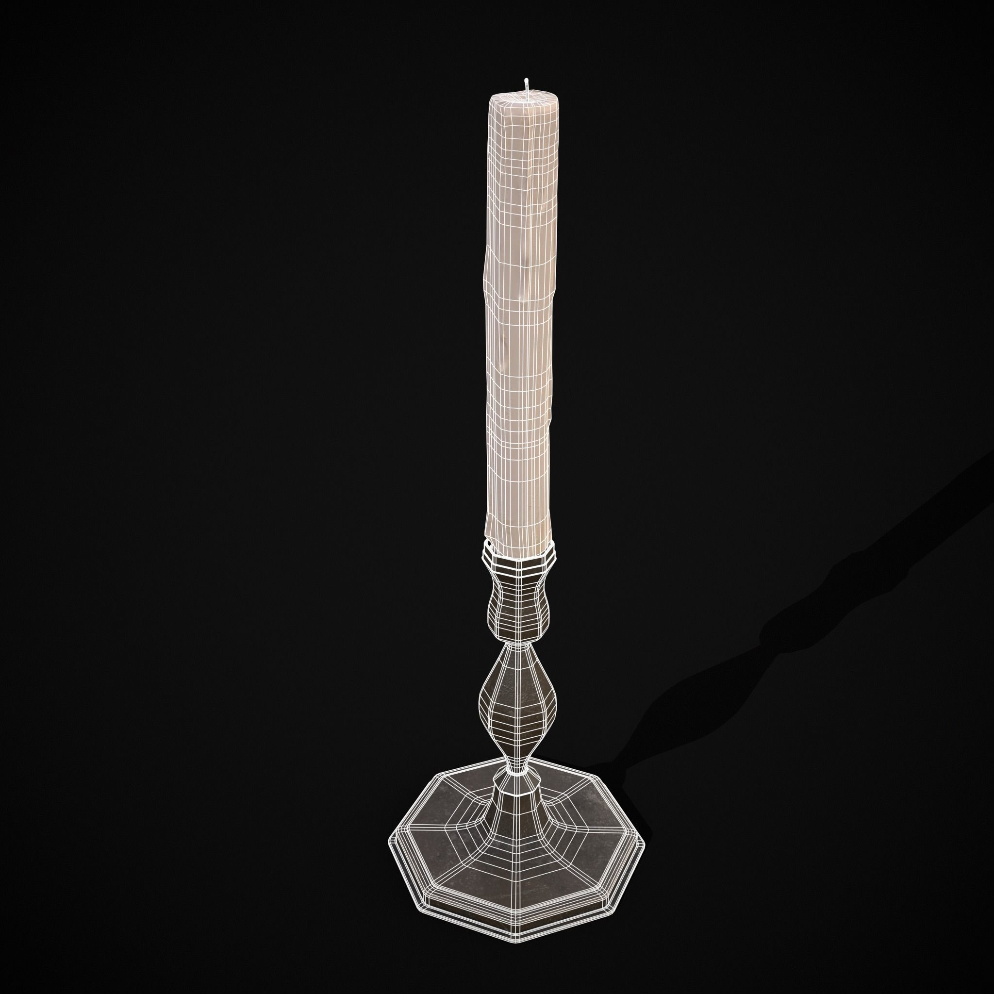 Tall Octagonal Candle Stick Low-poly 3D model_18