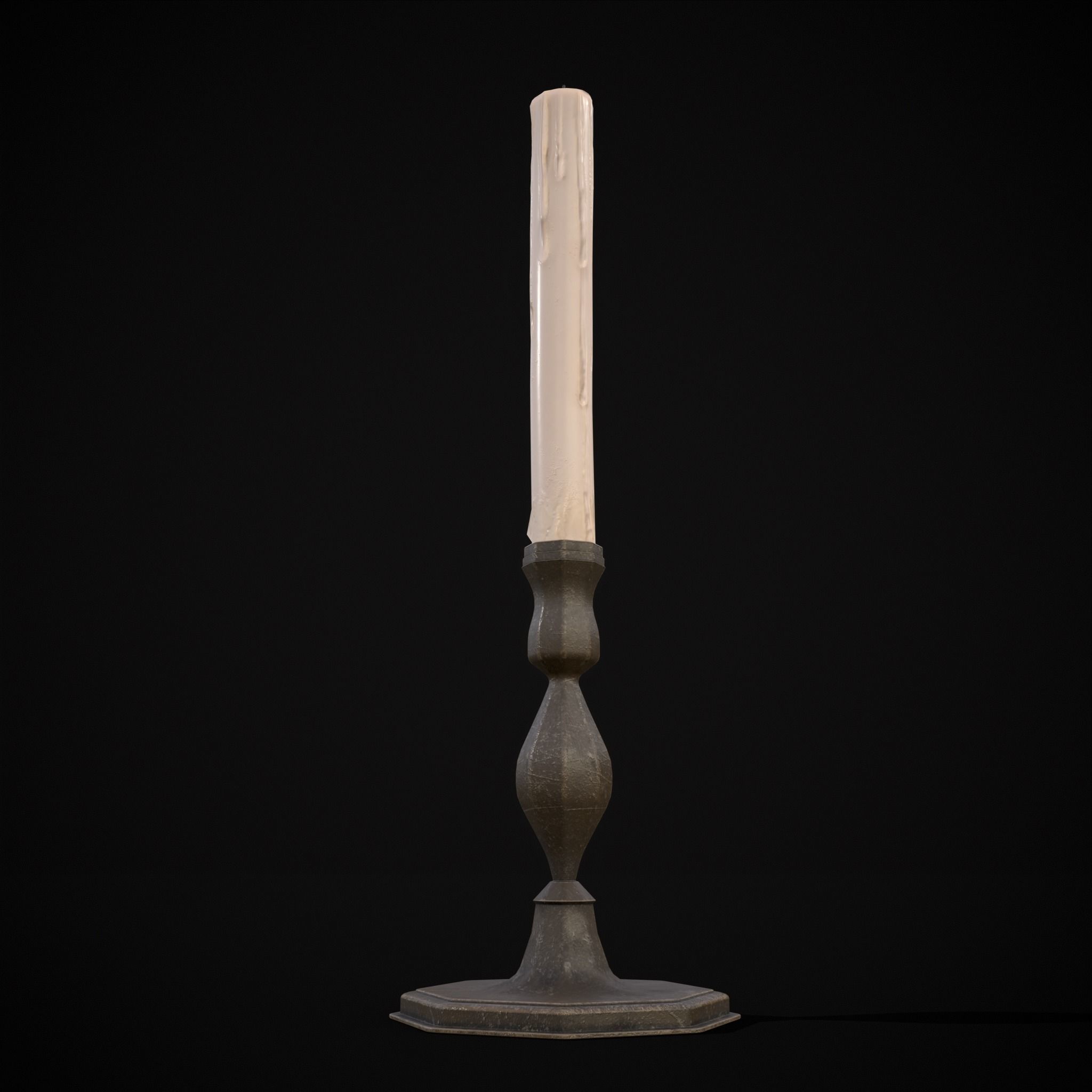 Tall Octagonal Candle Stick Low-poly 3D model_15