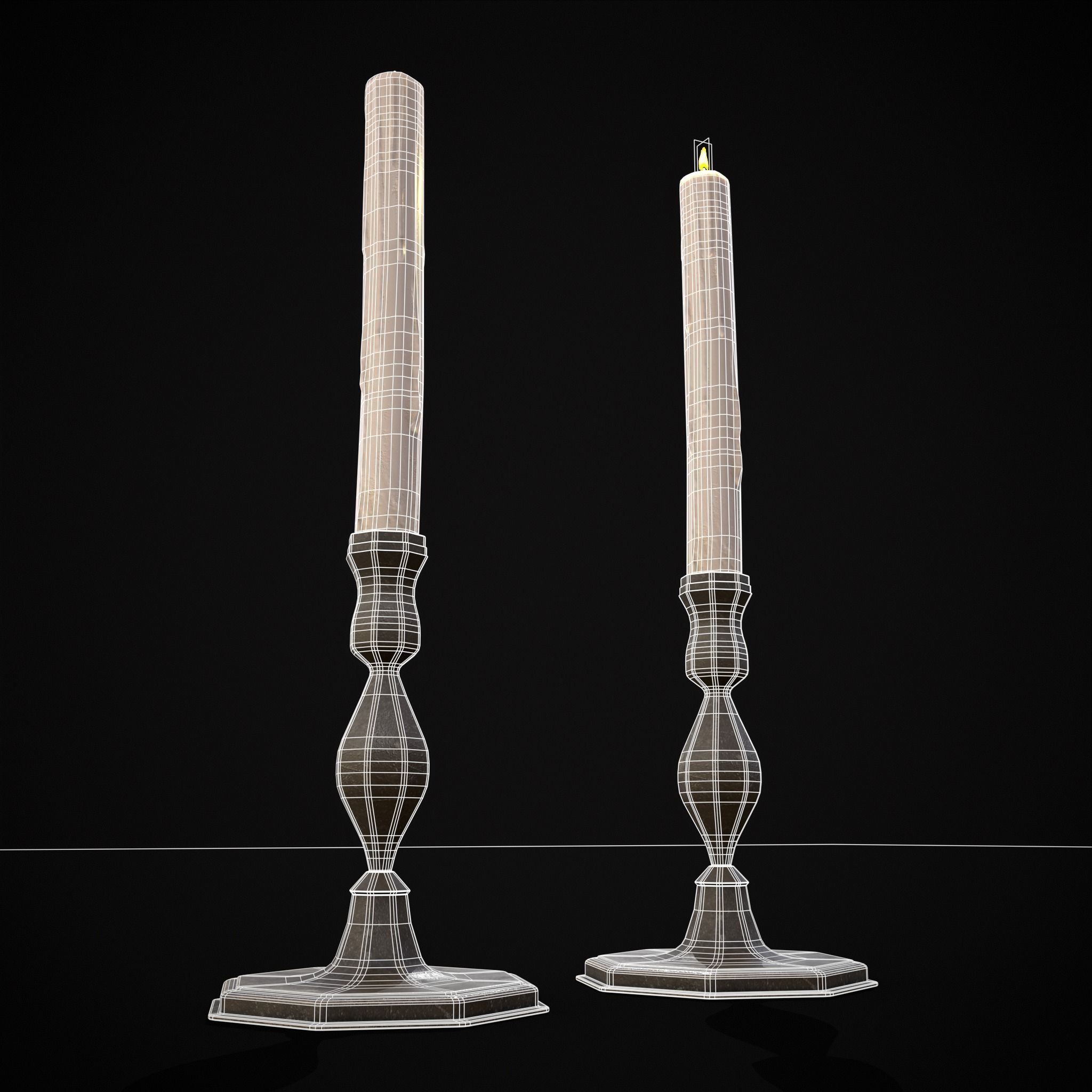 Tall Octagonal Candle Stick Low-poly 3D model_28