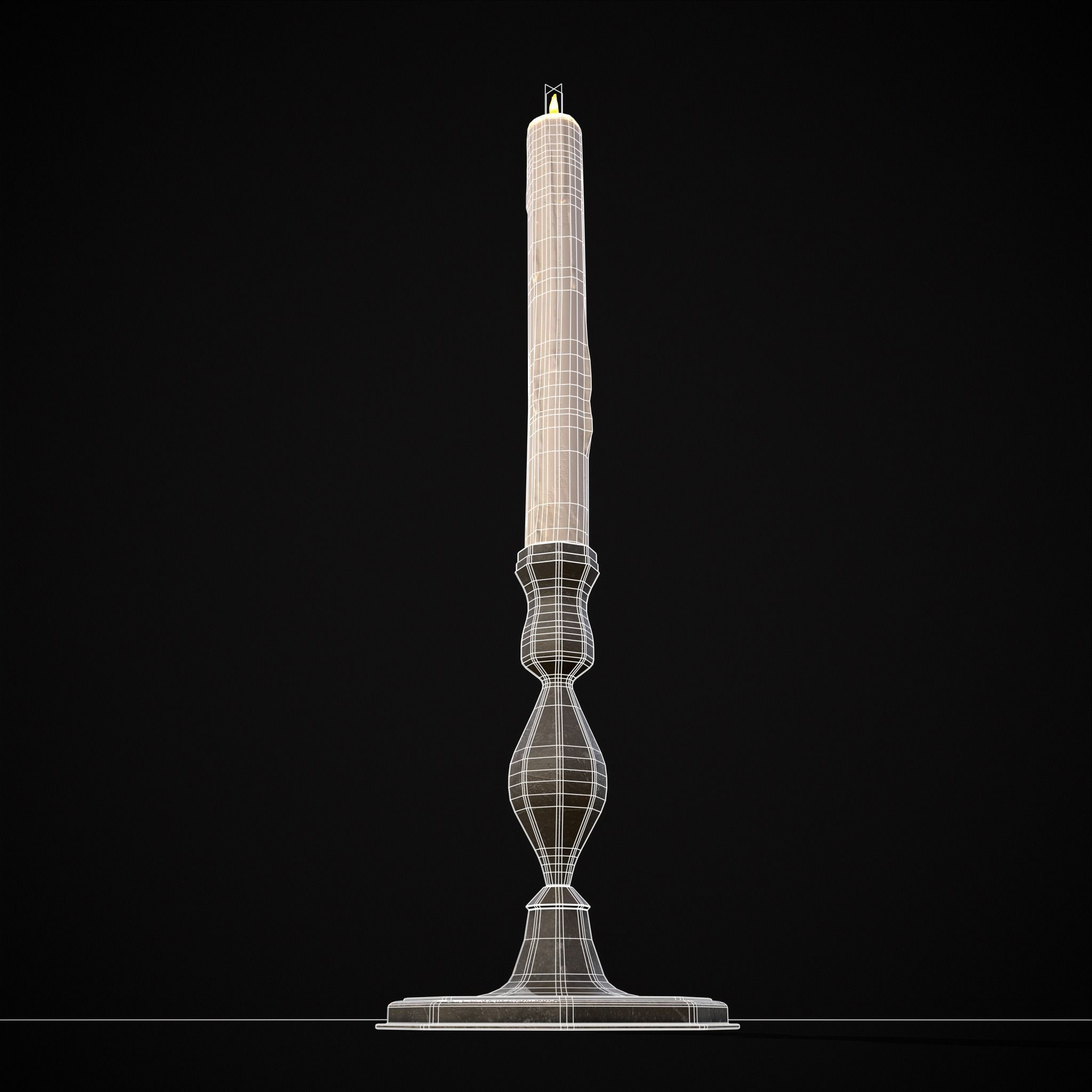 Tall Octagonal Candle Stick Low-poly 3D model_26