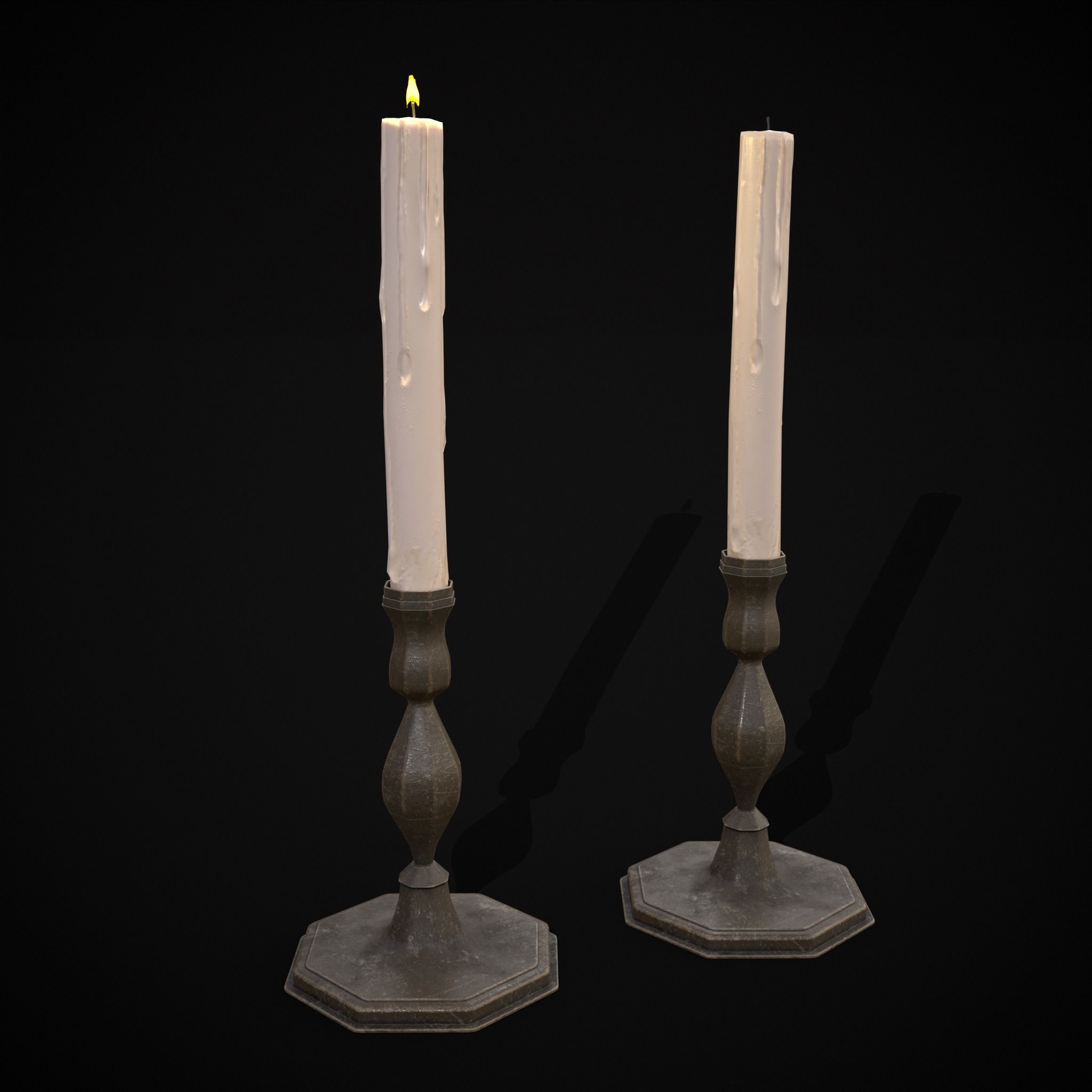 Tall Octagonal Candle Stick Low-poly 3D model_3