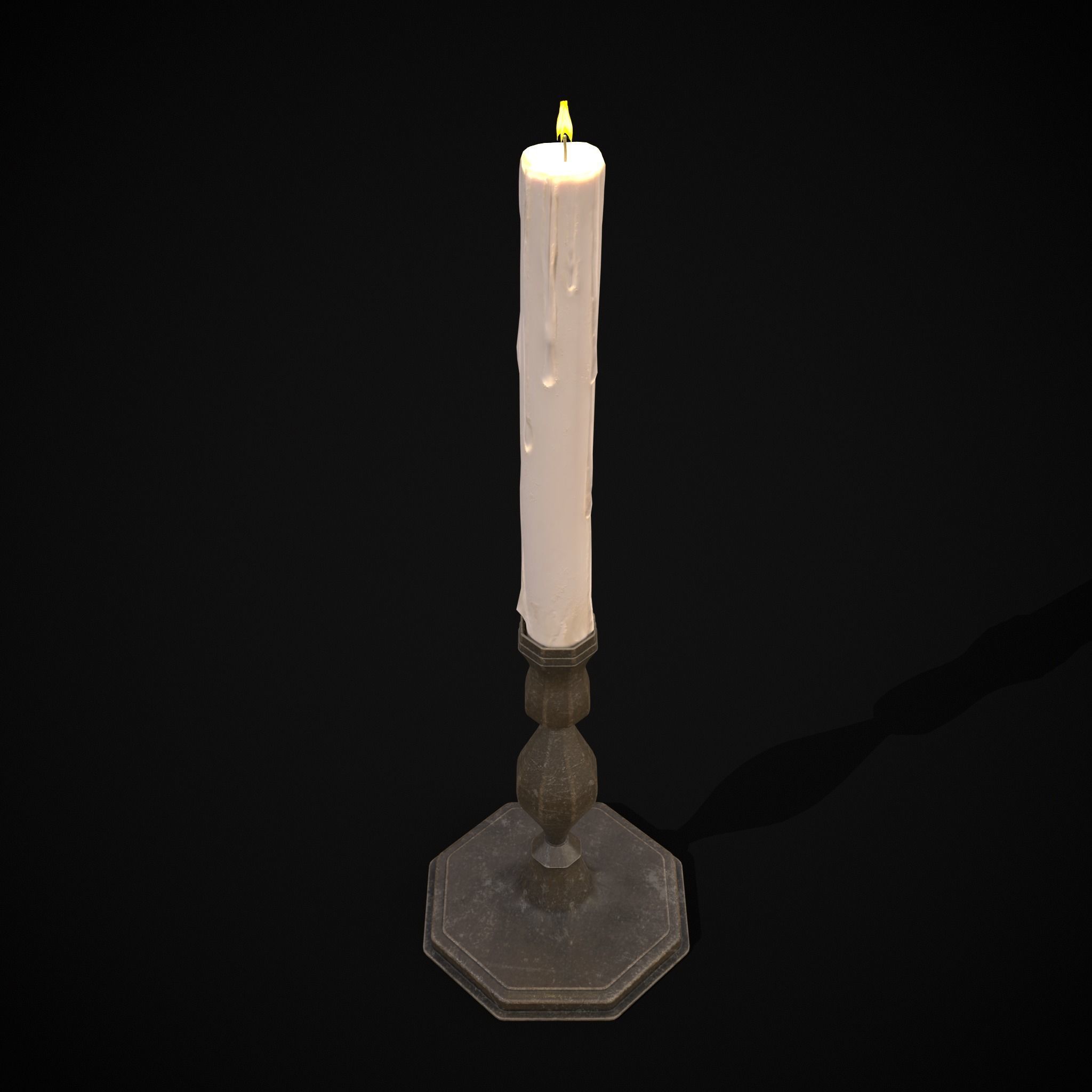 Tall Octagonal Candle Stick Low-poly 3D model_23