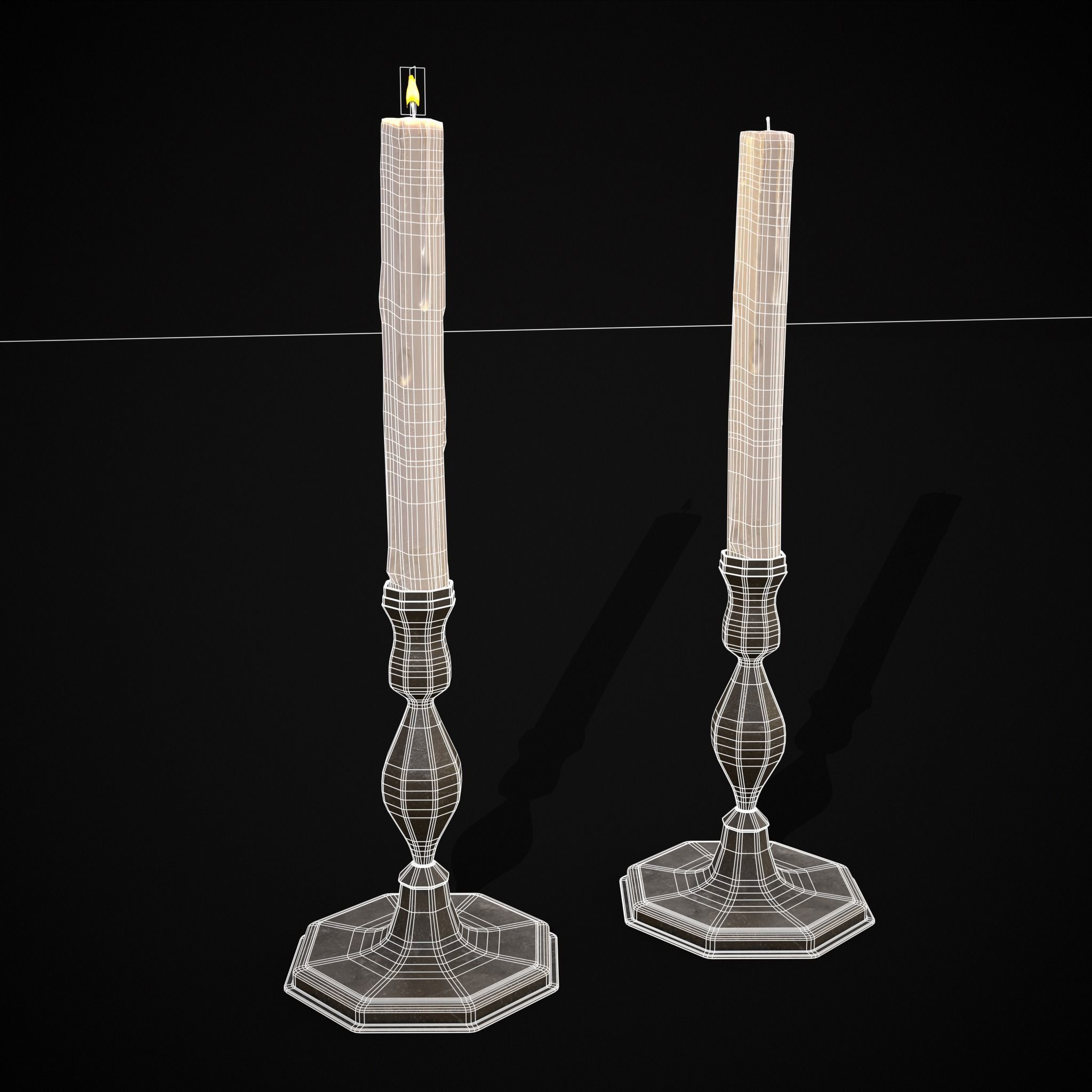 Tall Octagonal Candle Stick Low-poly 3D model_4