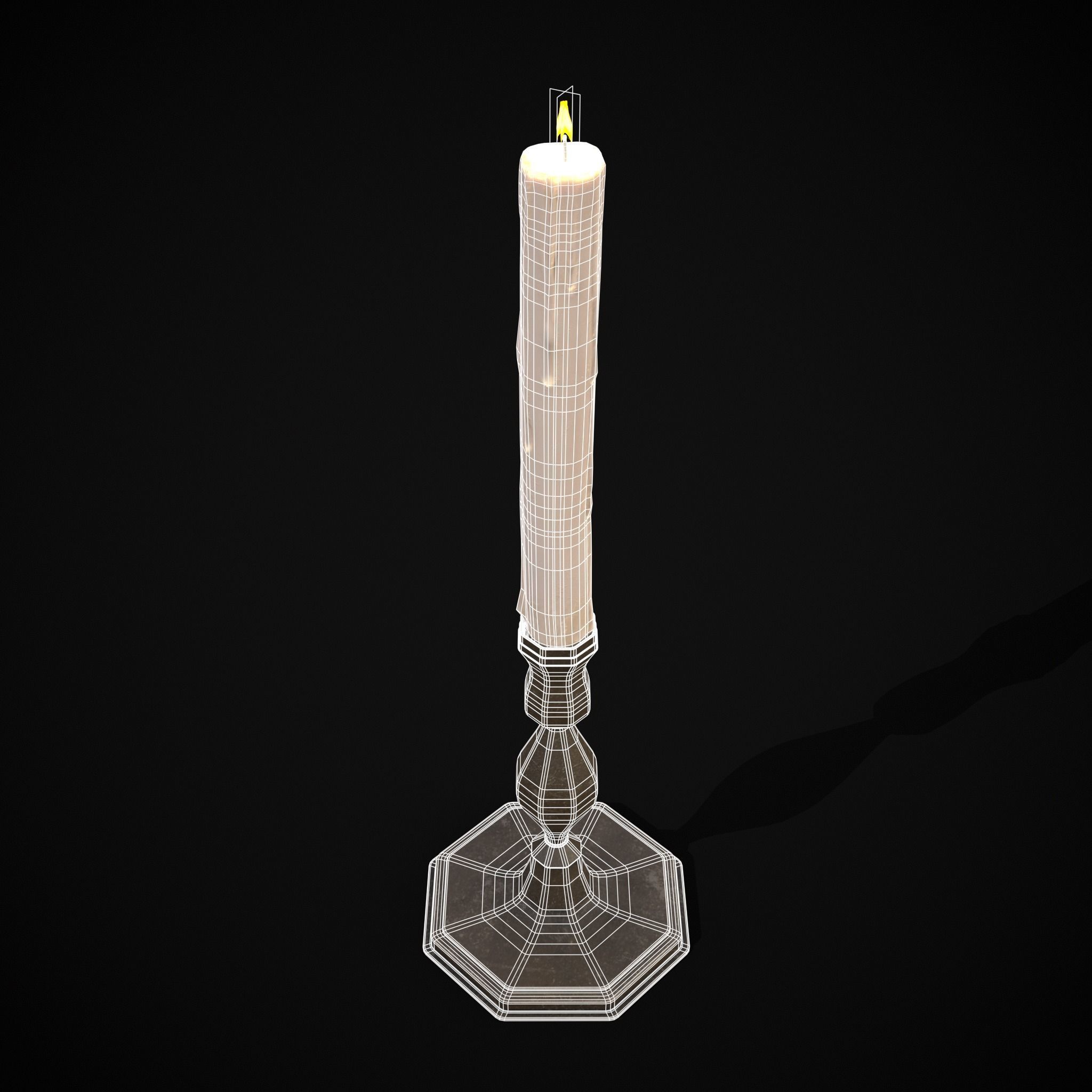 Tall Octagonal Candle Stick Low-poly 3D model_24